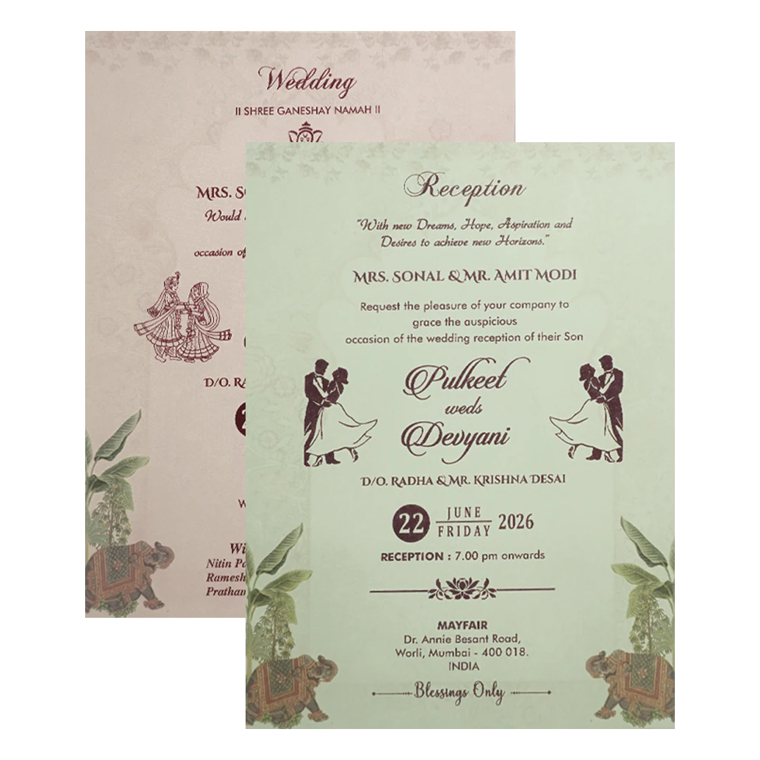 Cream Royal Elephant Wedding Card-KJTS1775 - Image 5