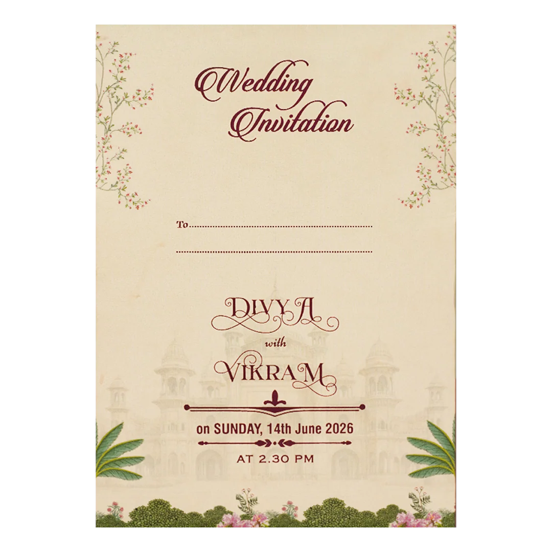 Cream Royal Floral Wedding Card-KNCY6608C - Image 4