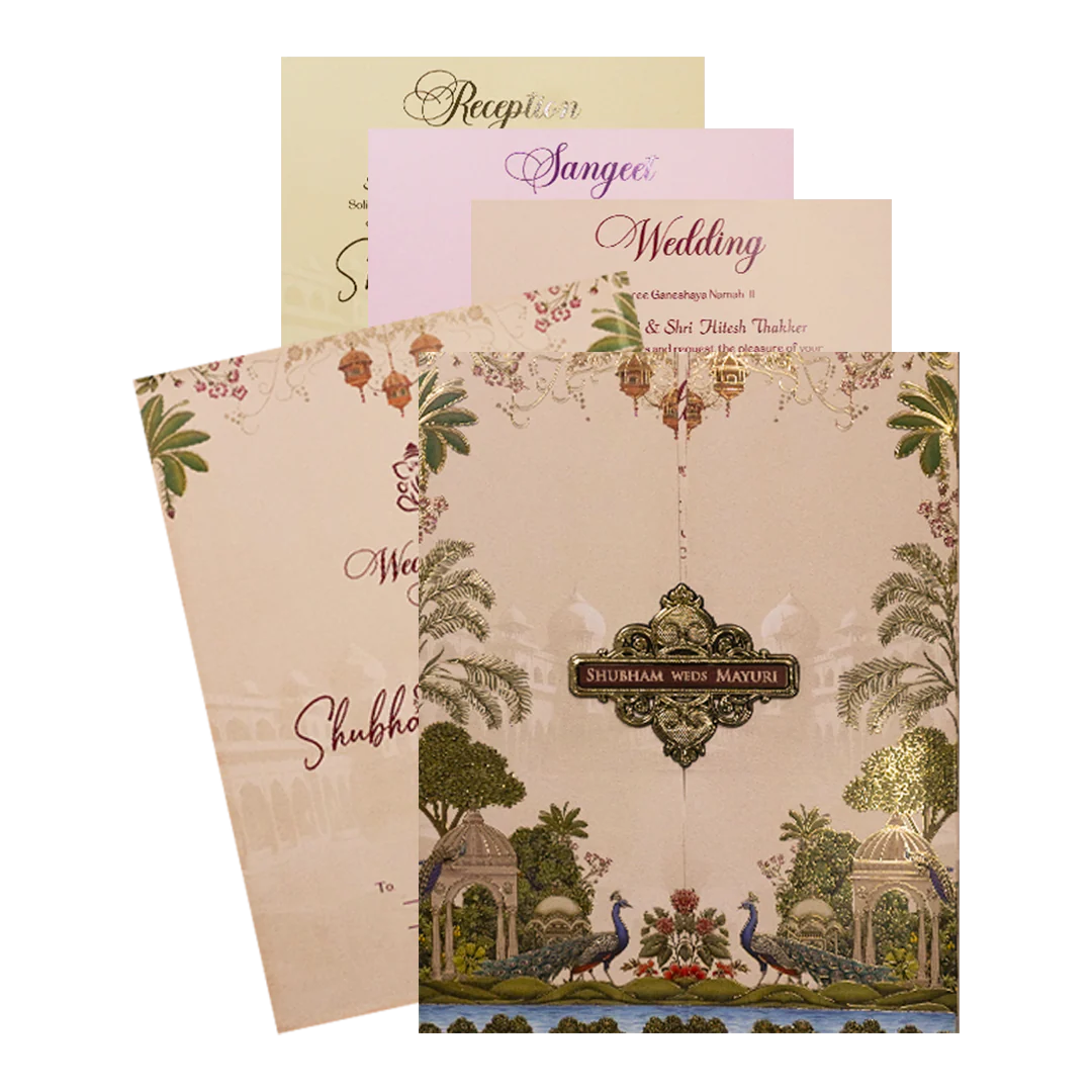 Cream Royal Procession Wedding Card-KSH73330