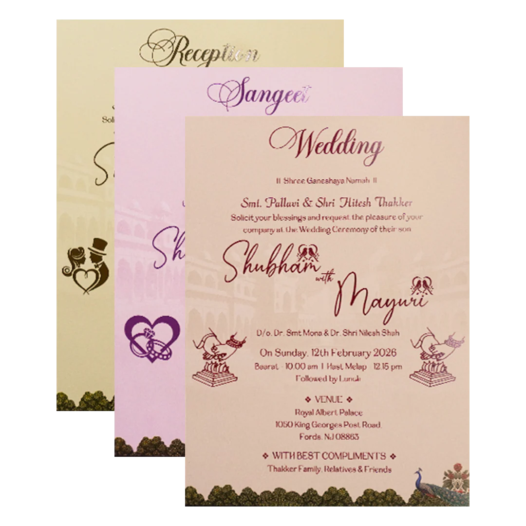 Cream Royal Procession Wedding Card-KSH73330 - Image 5