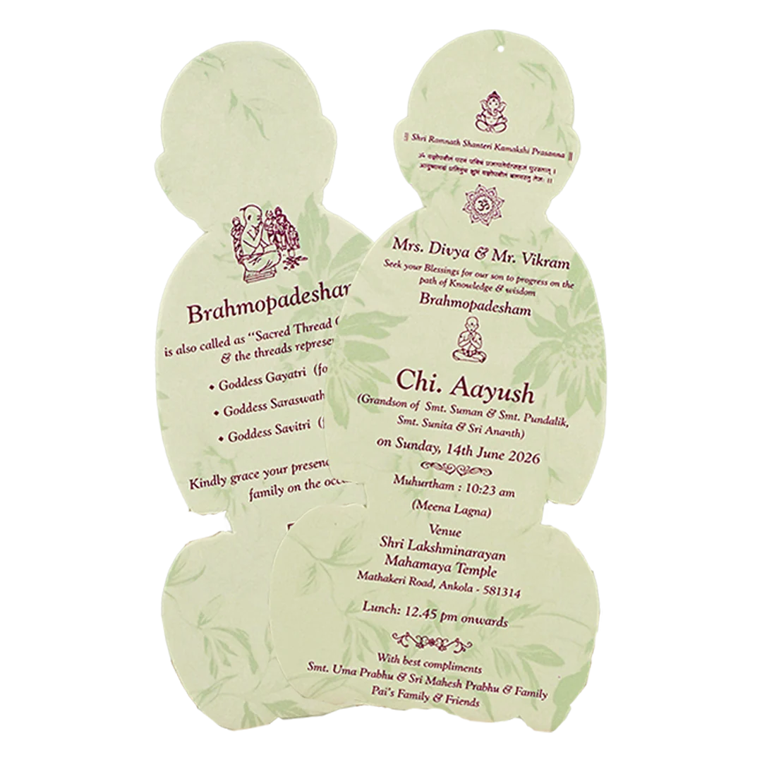 Cream Thread Ceremony Invitation Card-KNPD3217 - Image 5