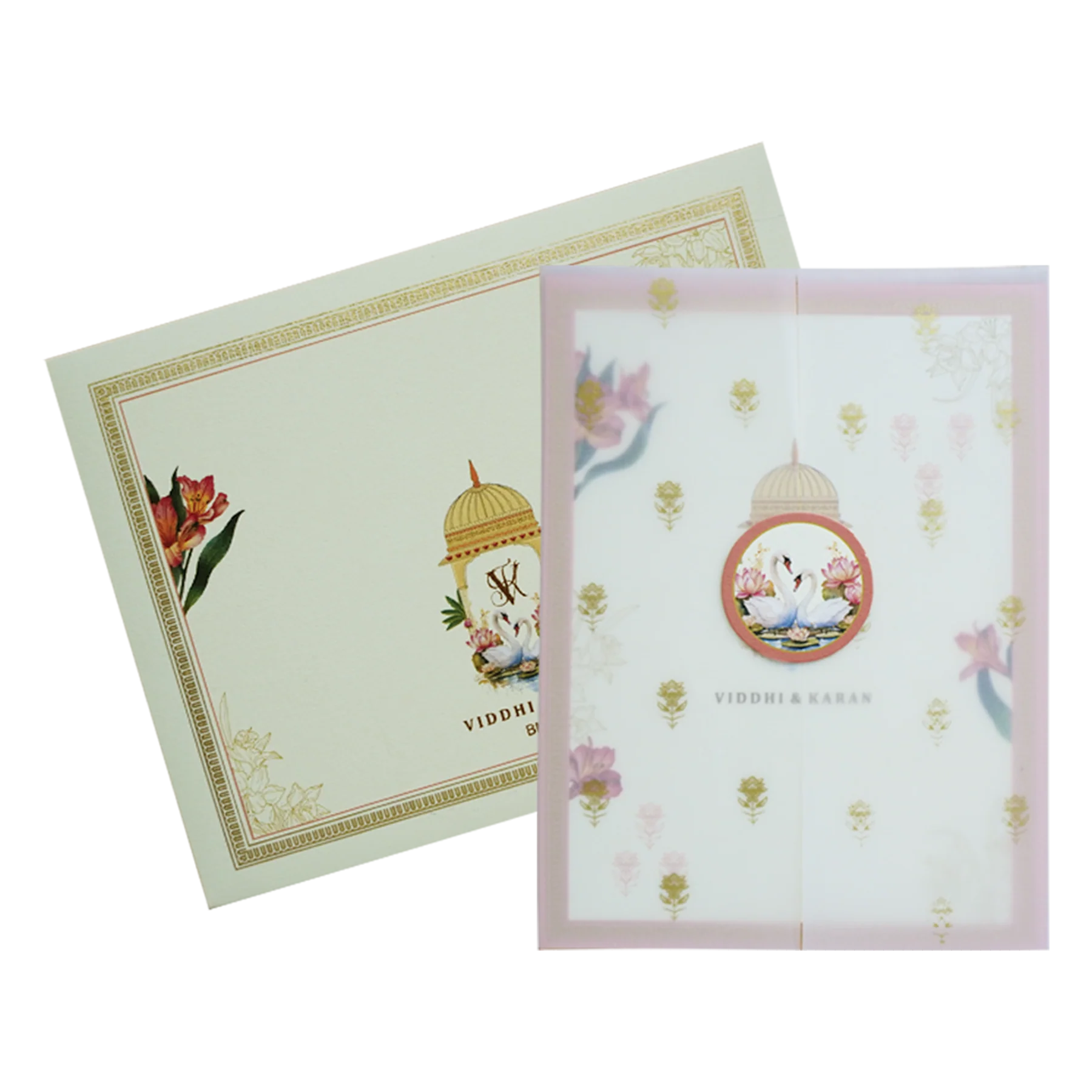 Cream Tracing Sheet Wedding Invitation-KBM04750 - Image 2