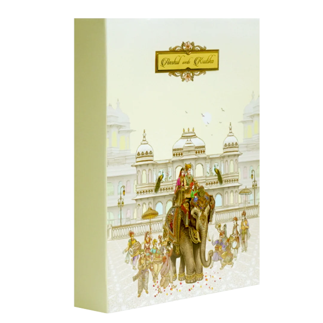 Cream Yellow Royal Wedding Box Card-KAC05910 - Image 3
