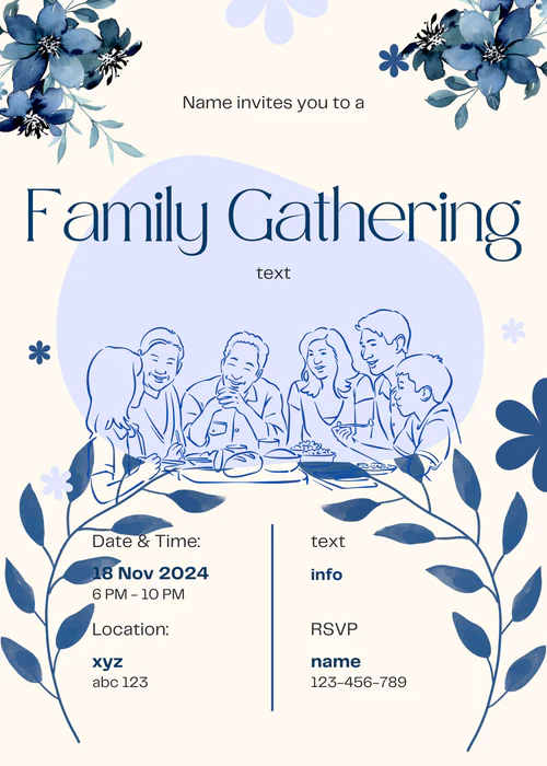 Cream Floral Family Gathering Invitation-AAFGI001 - Image 2