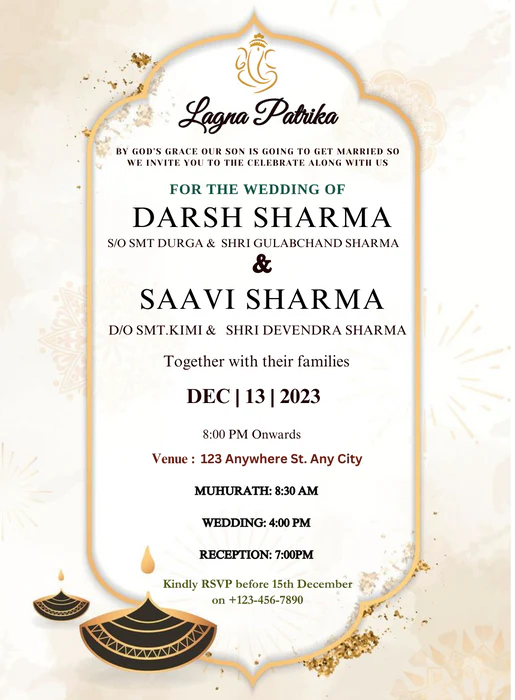 Crimson and Cream Lagna Patrika Invitations-AALPI007 - Image 2