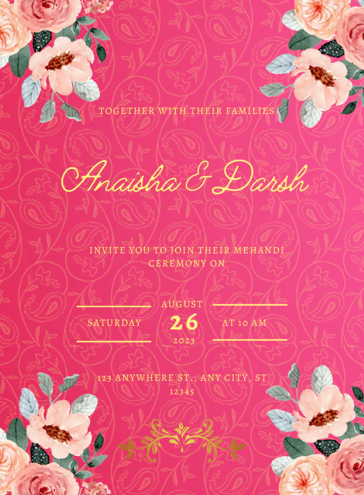 Crimson and Cream Mehndi Ceremony Invitations-AAMCI038 - Image 2