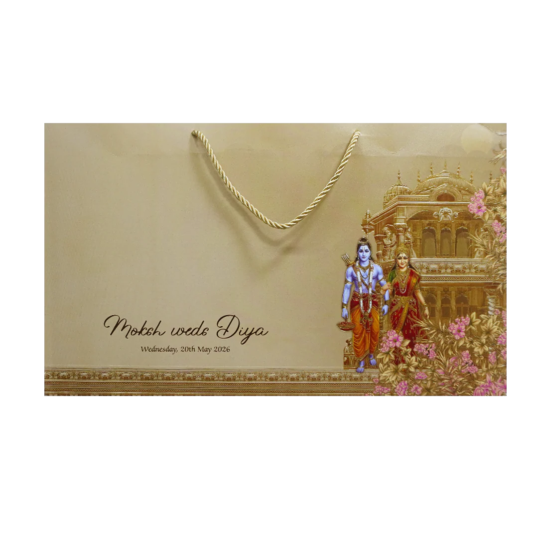 Dark Beige Ram Sita Palace Theme Wedding Card-KPR24680 - Image 4