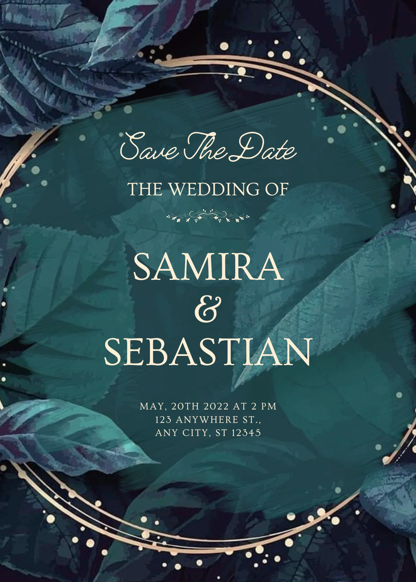 Dark Blue Flower and Petals Wedding Invitation-EINK0023