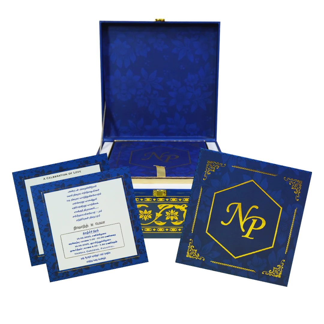 Dark Blue Scodix Luxury Box Invitation-KNWD1015