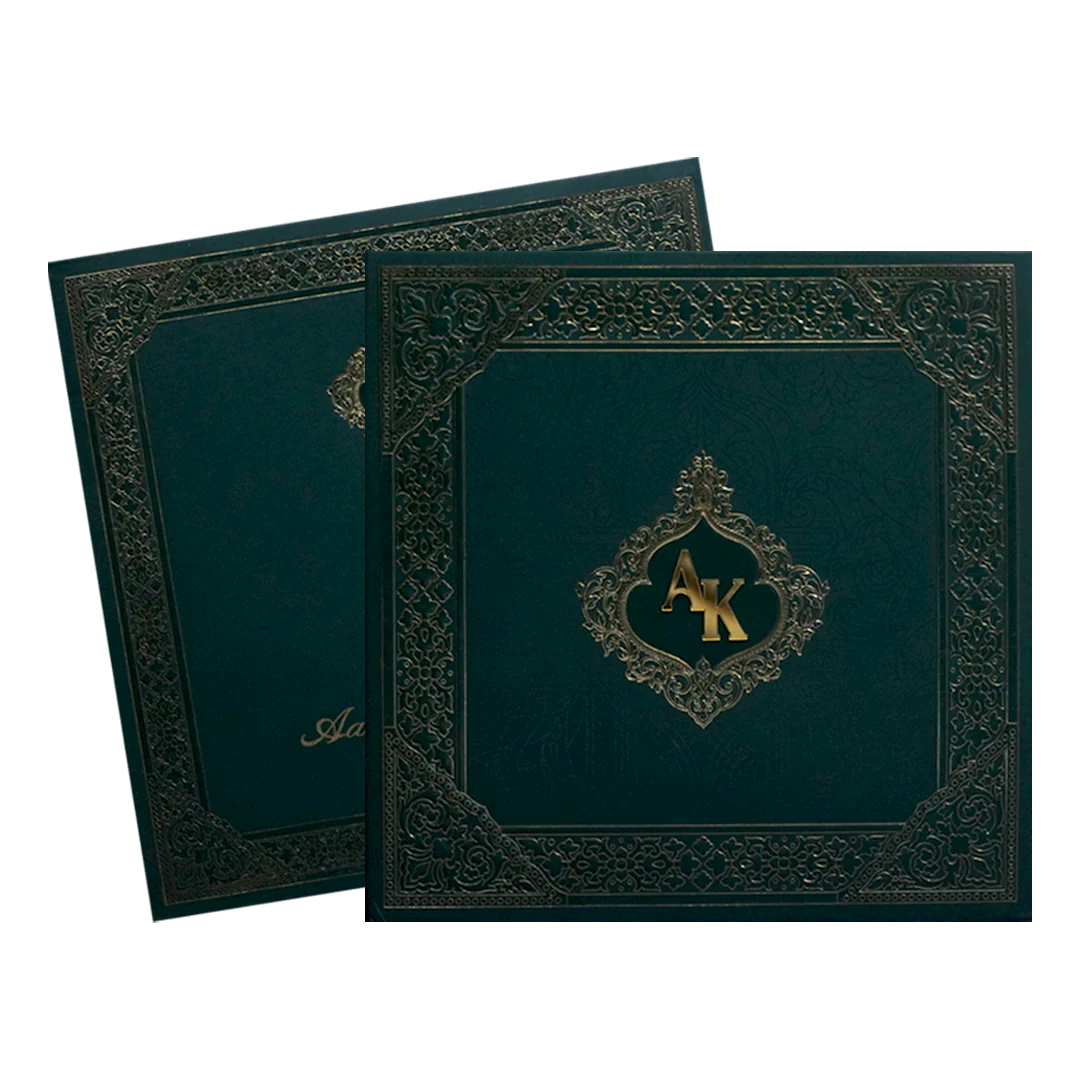 Dark Green Embossed Wedding Card-KPR09320 - Image 2