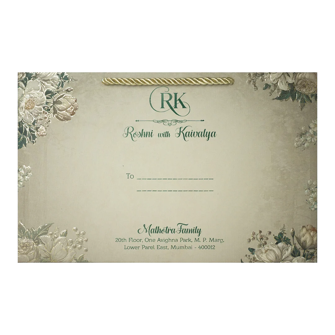 Dark Green Floral Wedding Invitation Box - KSI64170 - Image 4