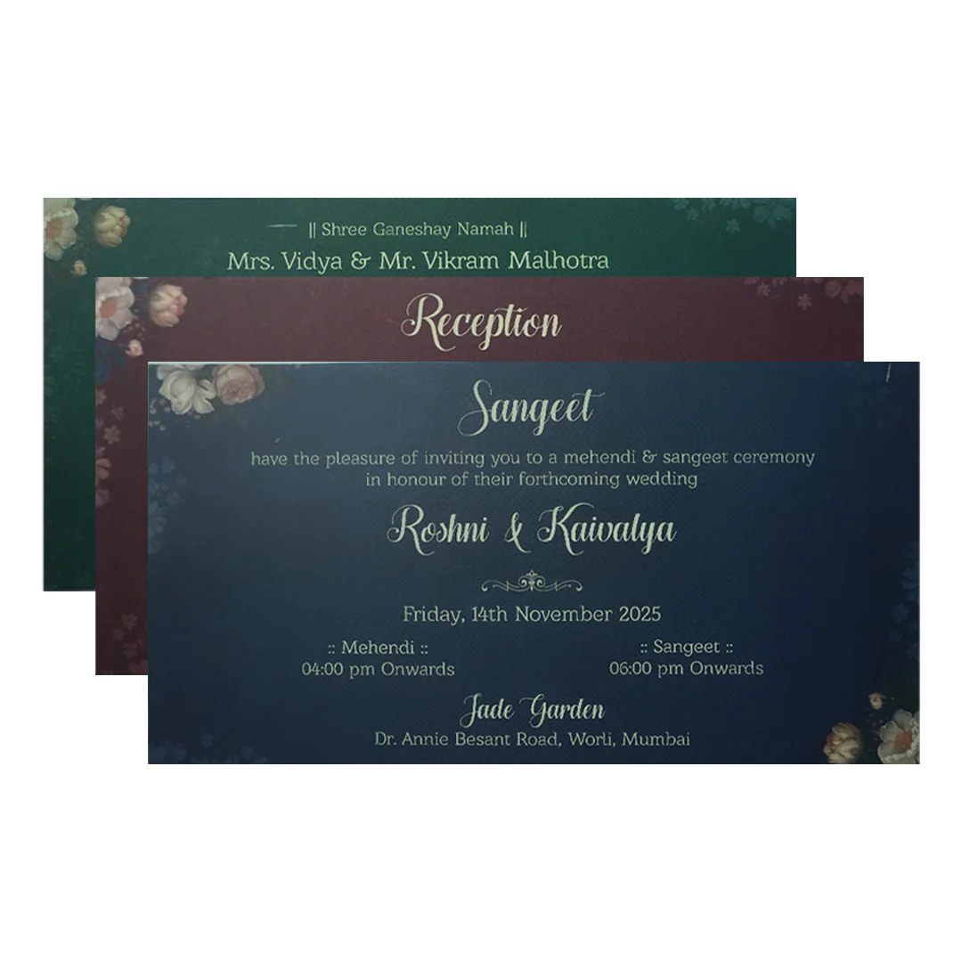 Dark Green Floral Wedding Invitation Box - KSI64170 - Image 5
