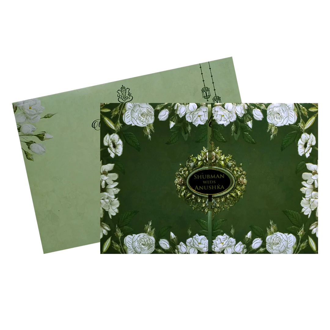 Dark Green Padded Marriage Invitation Card-KRB8230 - Image 2