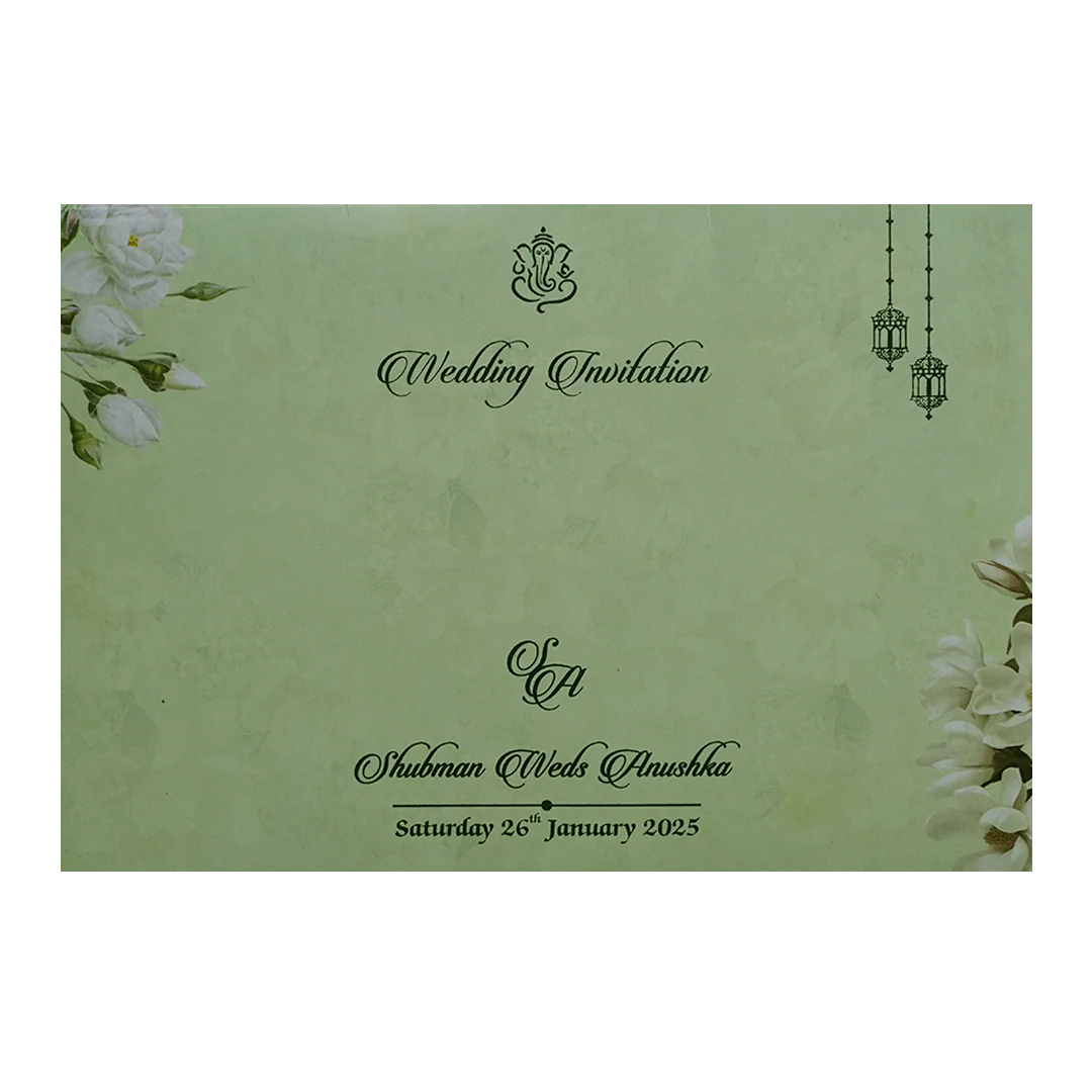 Dark Green Padded Marriage Invitation Card-KRB8230 - Image 4