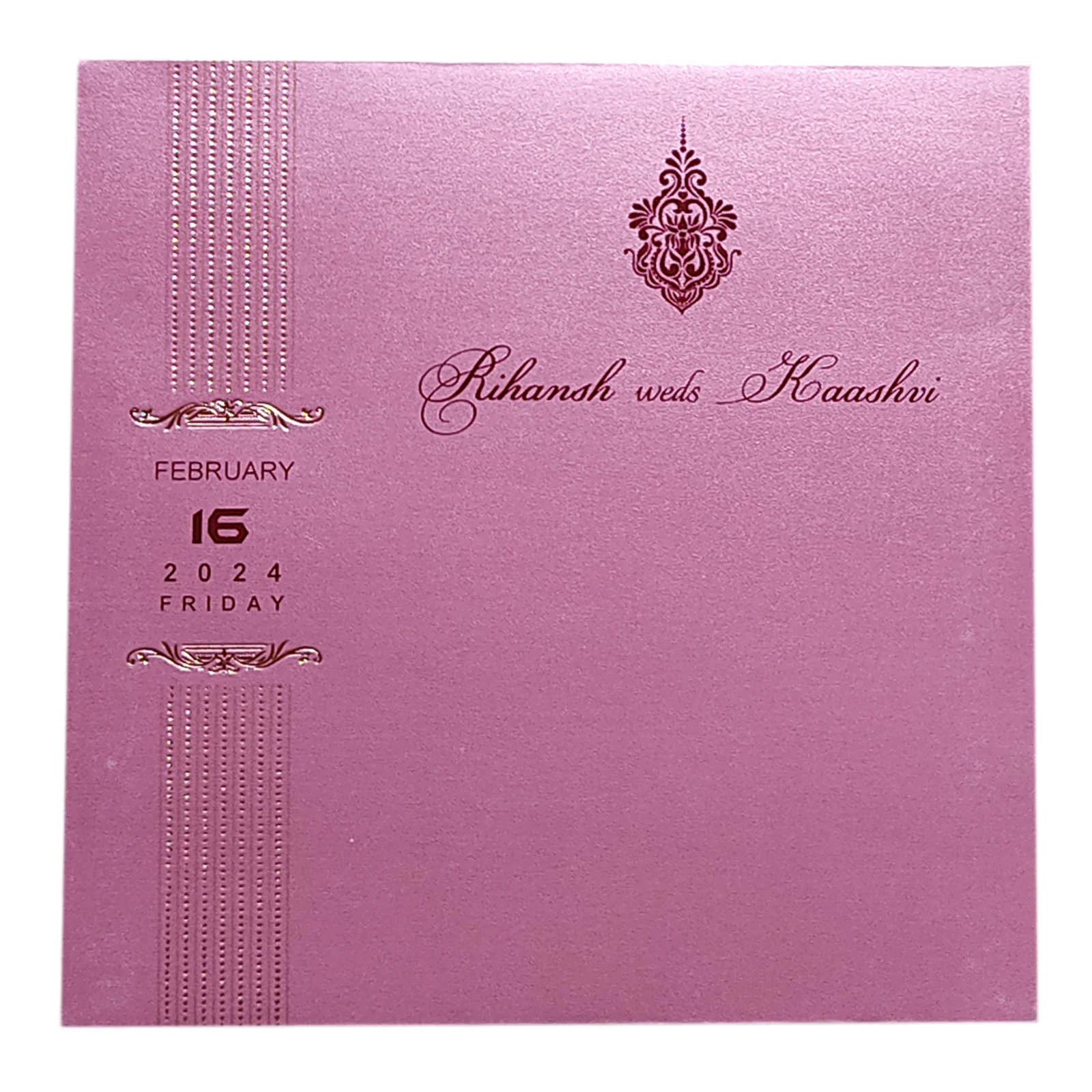 Dark Pink Single Sheet Invitation Card-KRCS6011 - Image 3