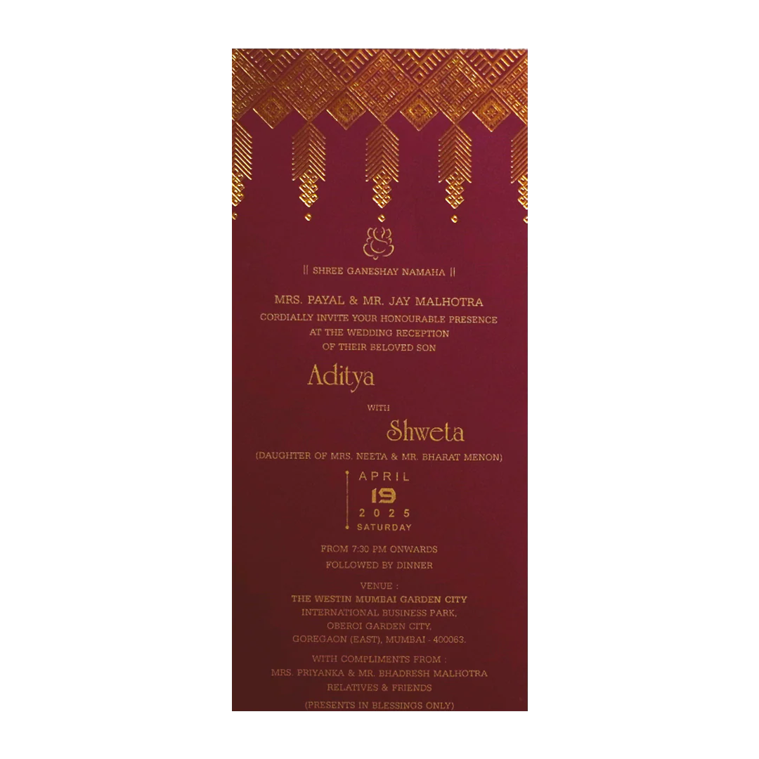Dark Raspberry Gold Foiled Invitation-KRCS7371 - Image 2
