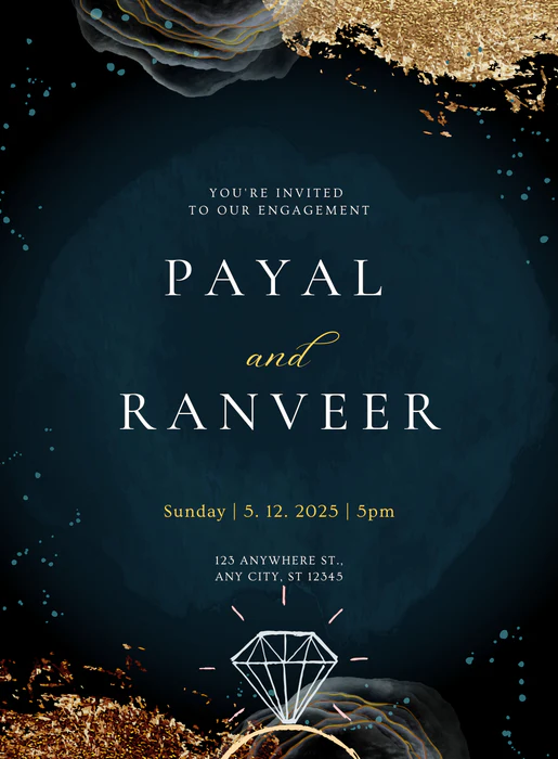 Dark Blue Diamond Engagement Invitation-AAENG002 - Image 2