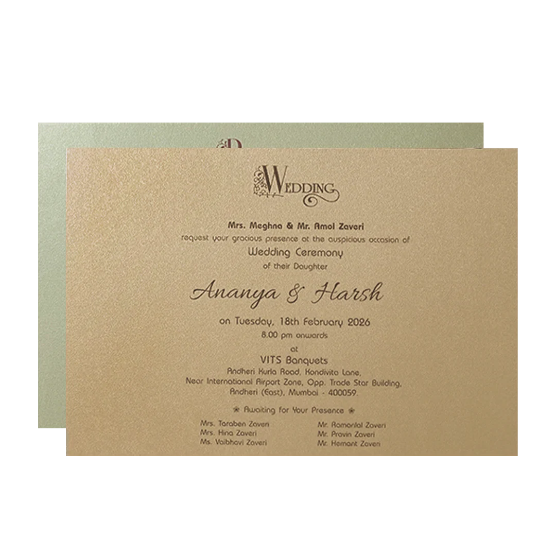 Dark Green Floral Padded Wedding Card-KMMWD1157 - Image 5
