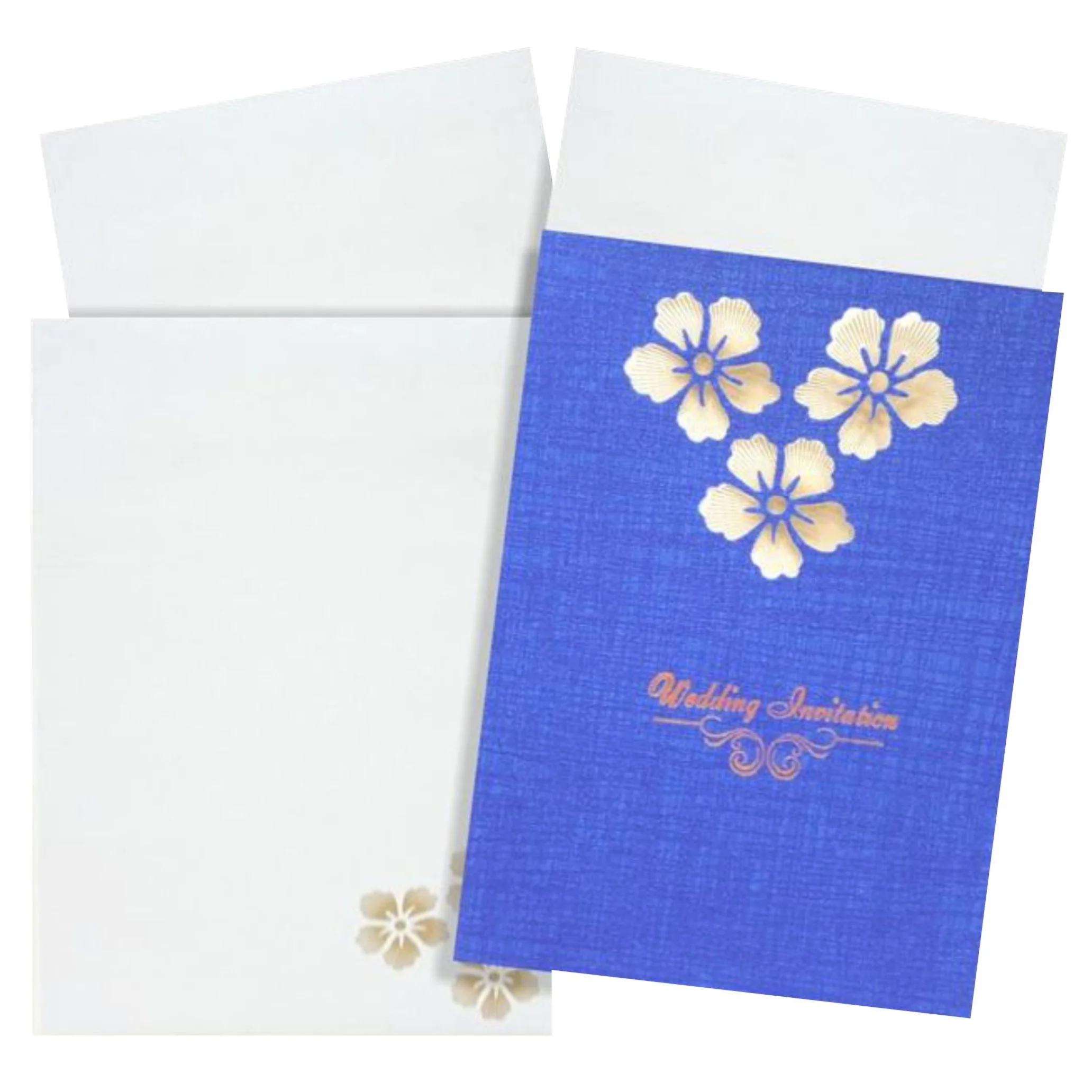 Blue die cut Floral Invitation Card With Stylish Font Message-KNCPC425