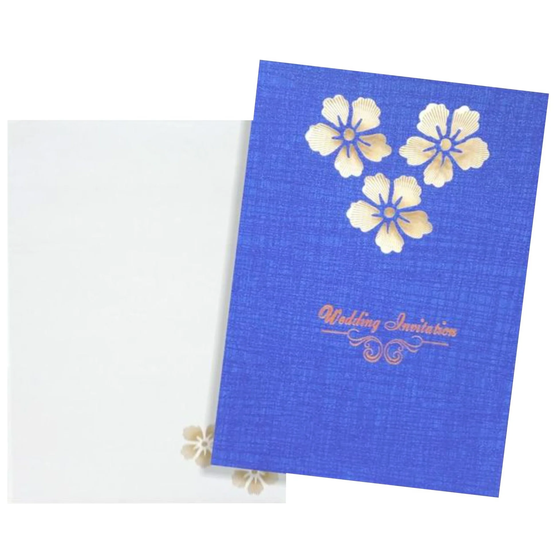 Blue die cut Floral Invitation Card With Stylish Font Message-KNCPC425 - Image 2