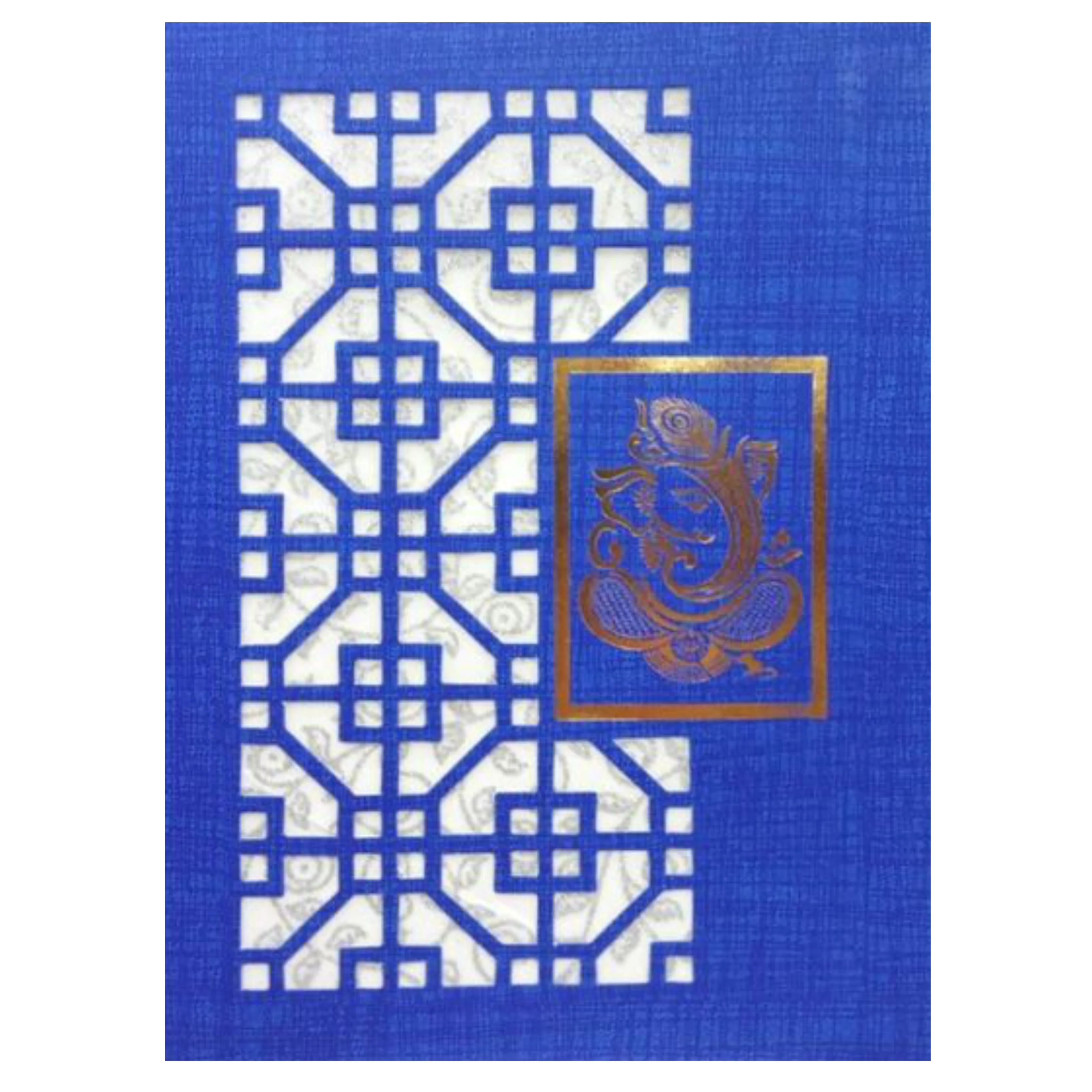Dashing Blue Shading With Cut Design Ganesha Wedding Card-KNCW19BG - Image 3