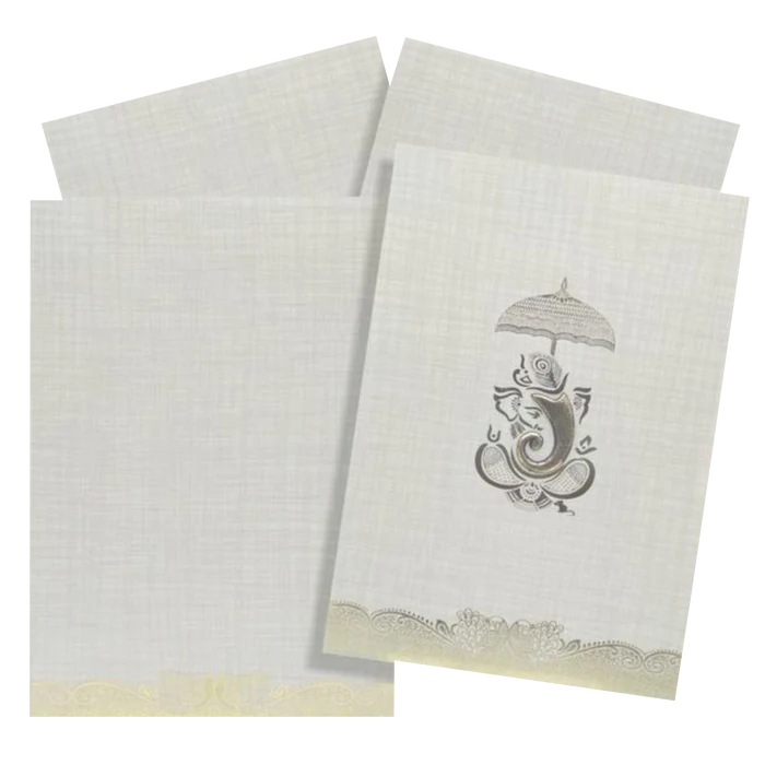 Grey Metallic Gold Foiling With Embossed Ganesha Trunk-KNCP25GG