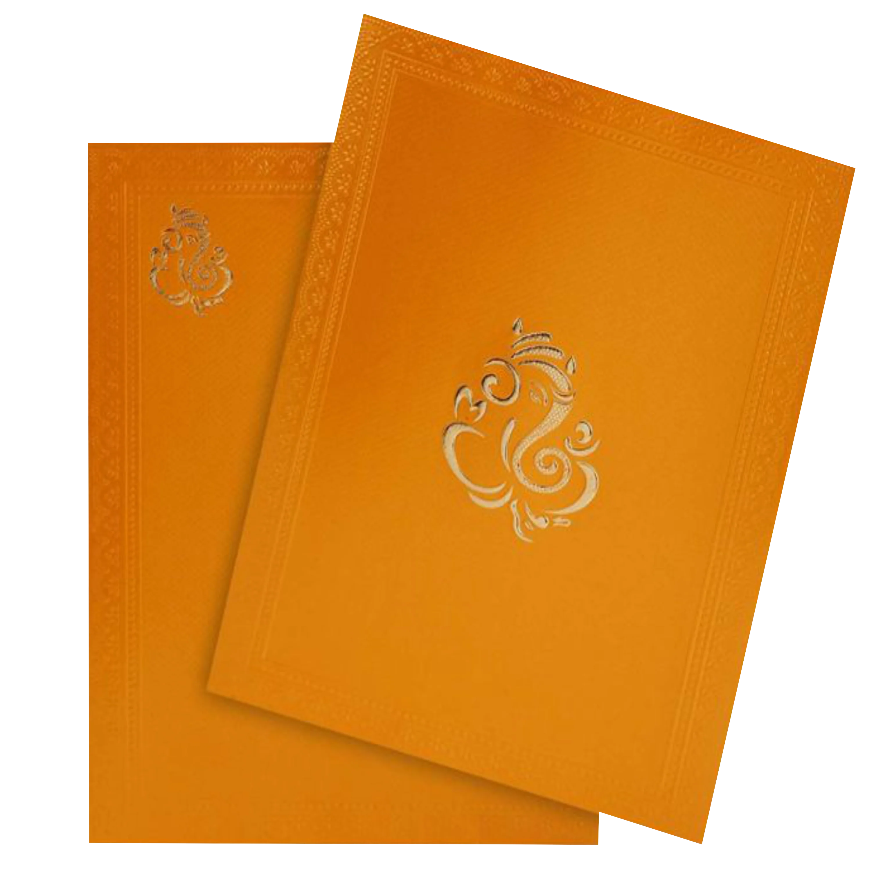Orange Shading With Embossed Ganesha Wedding Card - KNK2811 - Image 2