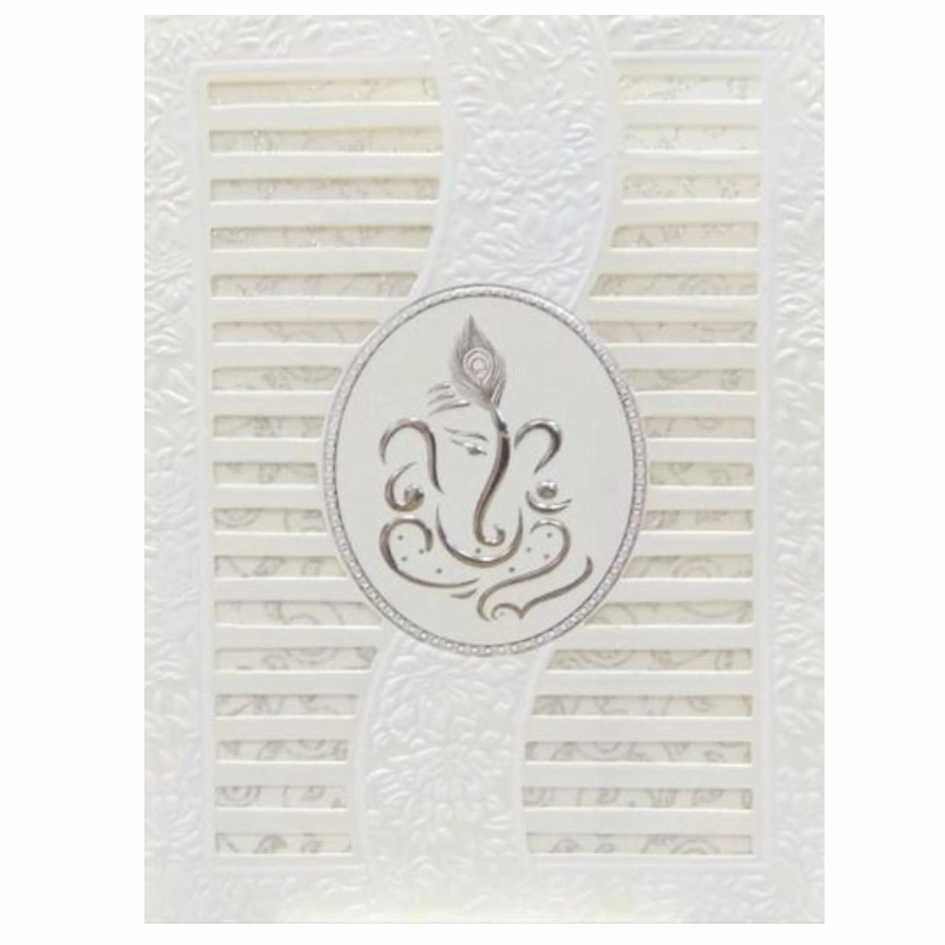 Dazzling White Colour With Ganesha Wedding Card- KNK30730 - Image 3