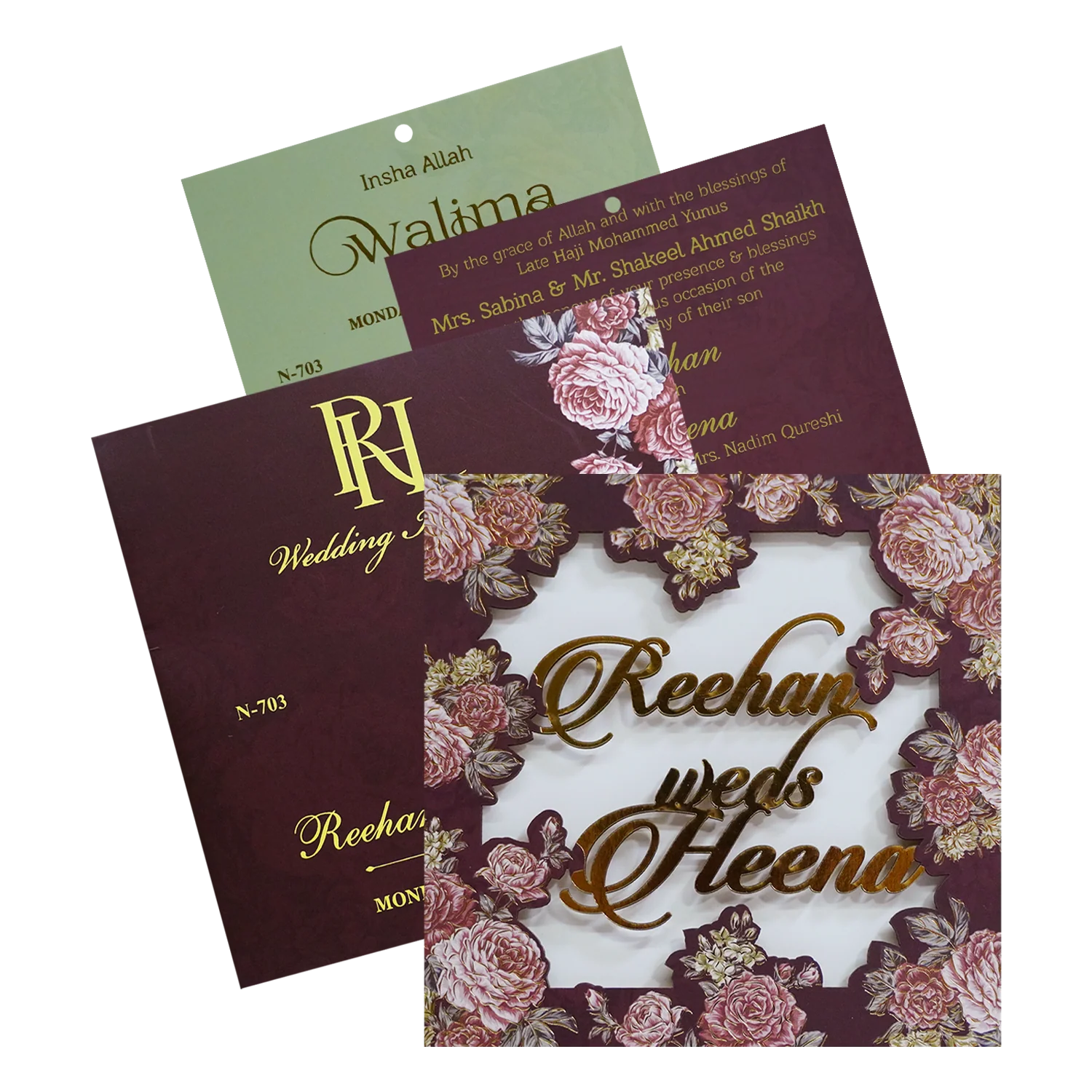 Deep Brown MDF Wedding Card-KVN07030