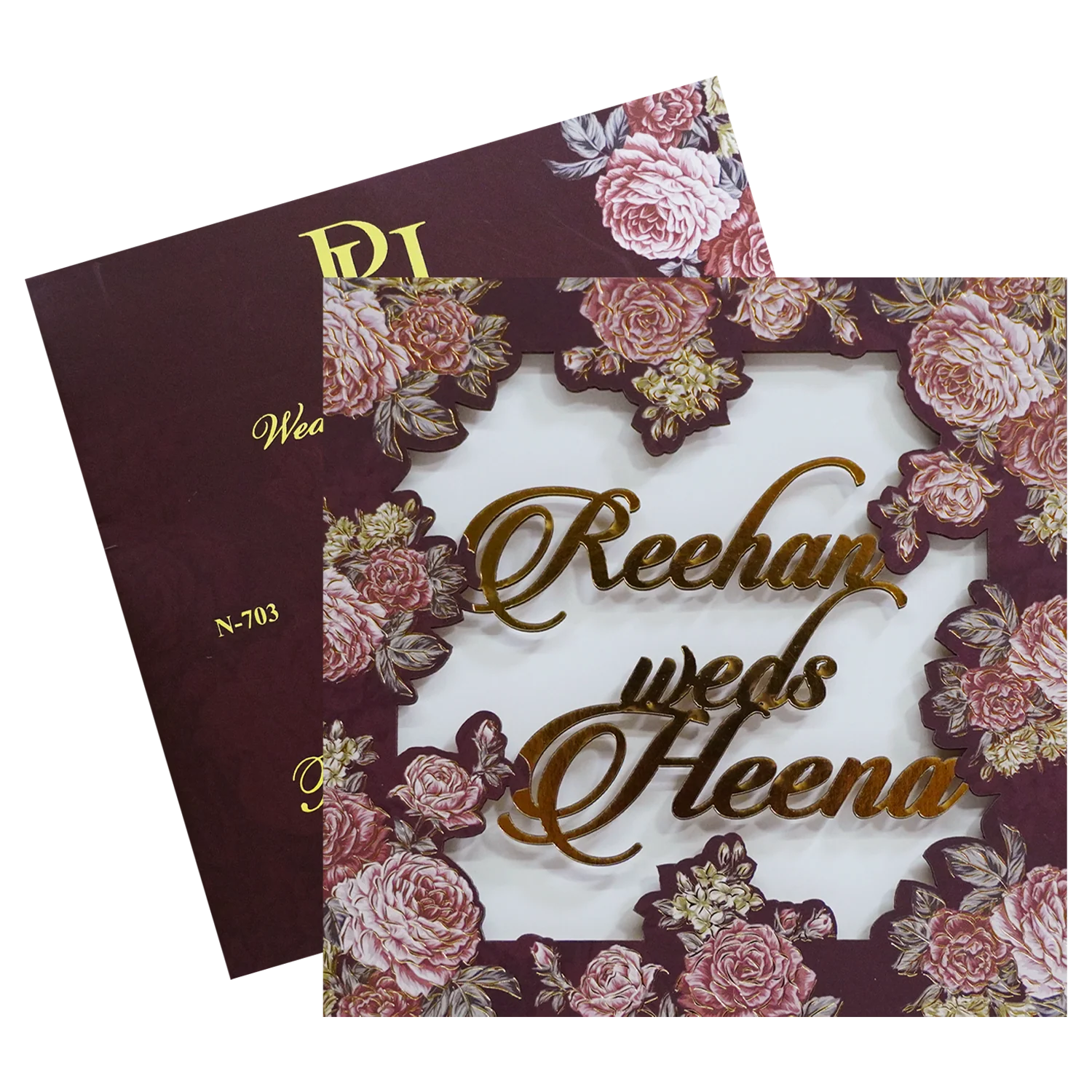 Deep Brown MDF Wedding Card-KVN07030 - Image 2