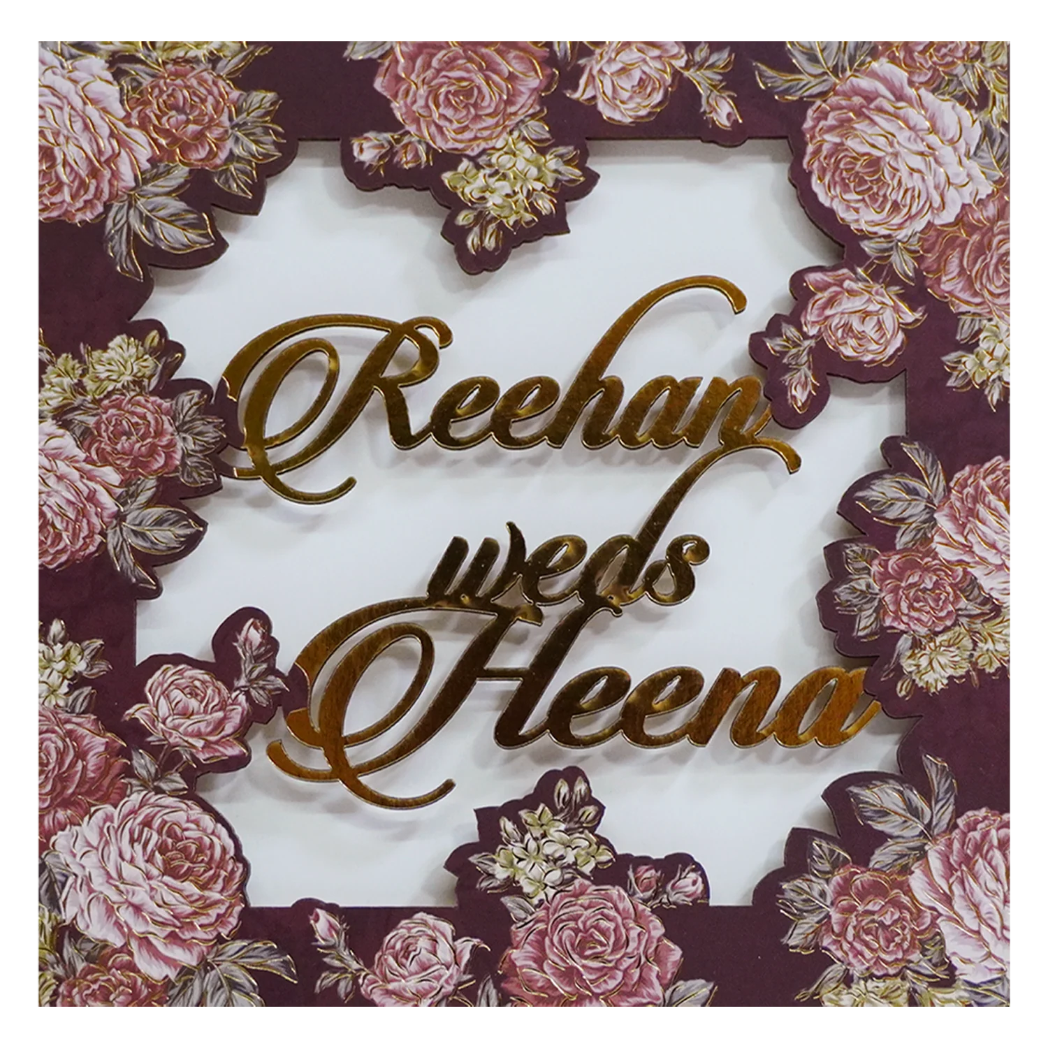Deep Brown MDF Wedding Card-KVN07030 - Image 3