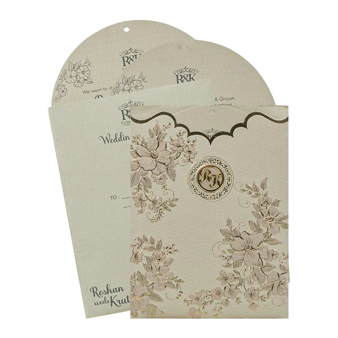 Dusty Grey Floral Wedding Card-KSI64890