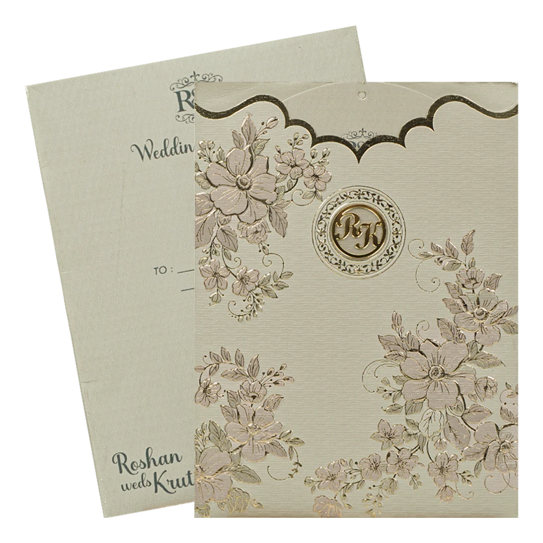 Dusty Grey Floral Wedding Card-KSI64890 - Image 2