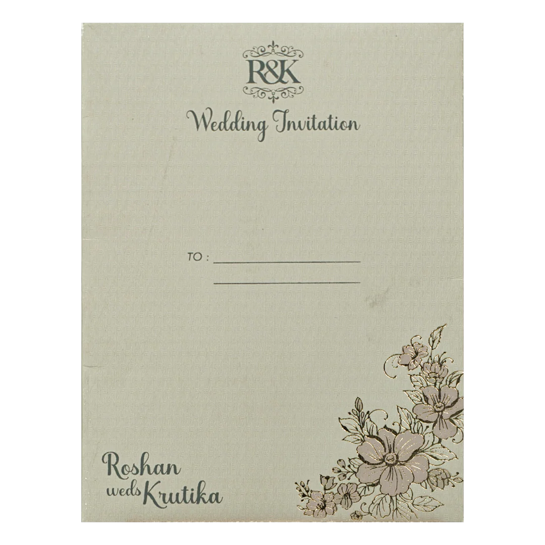 Dusty Grey Floral Wedding Card-KSI64890 - Image 4