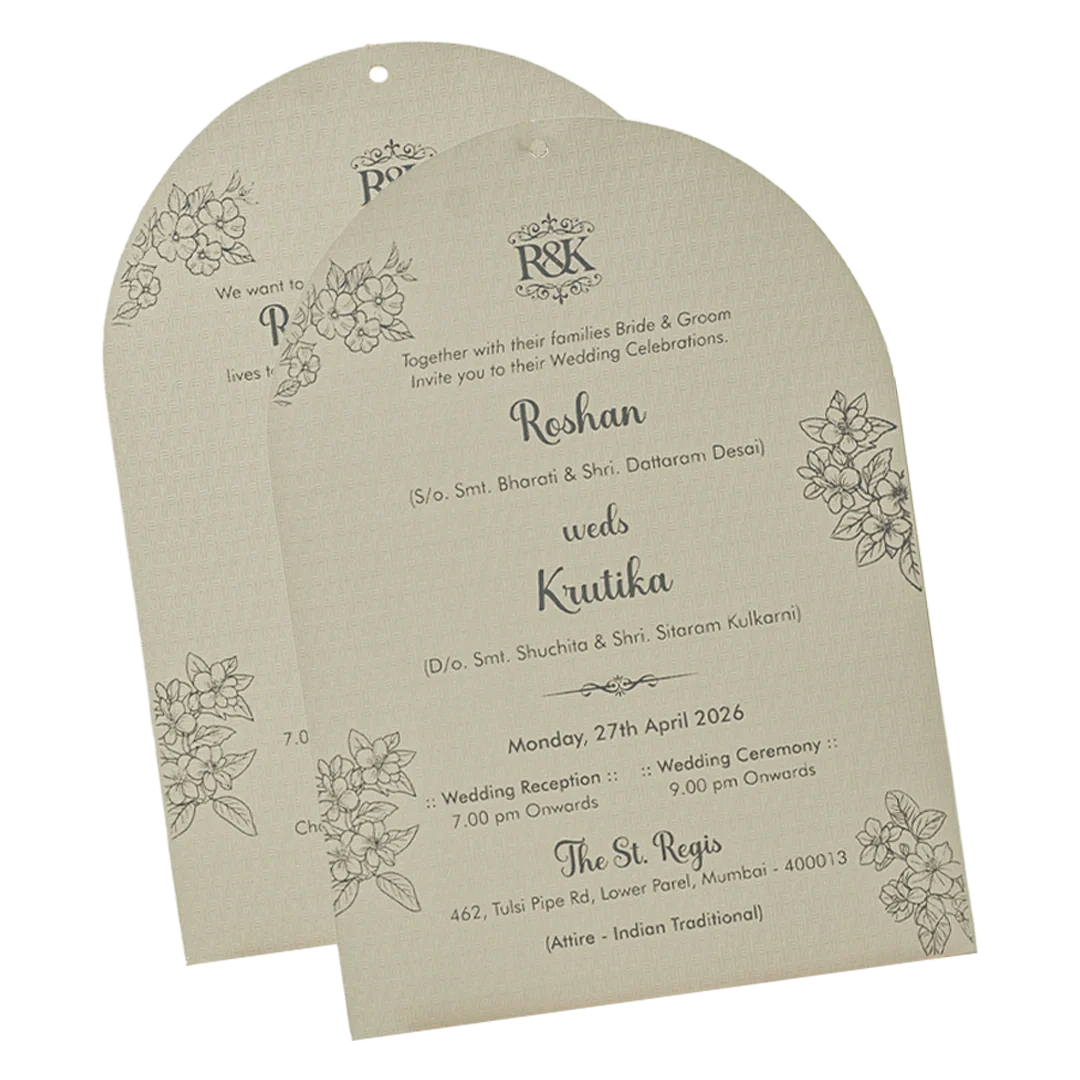 Dusty Grey Floral Wedding Card-KSI64890 - Image 5