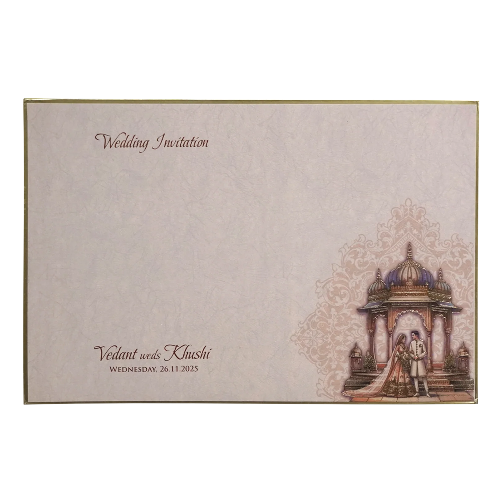 Dusty Pink Premium Embossed Marriage Card-KPR24270 - Image 4