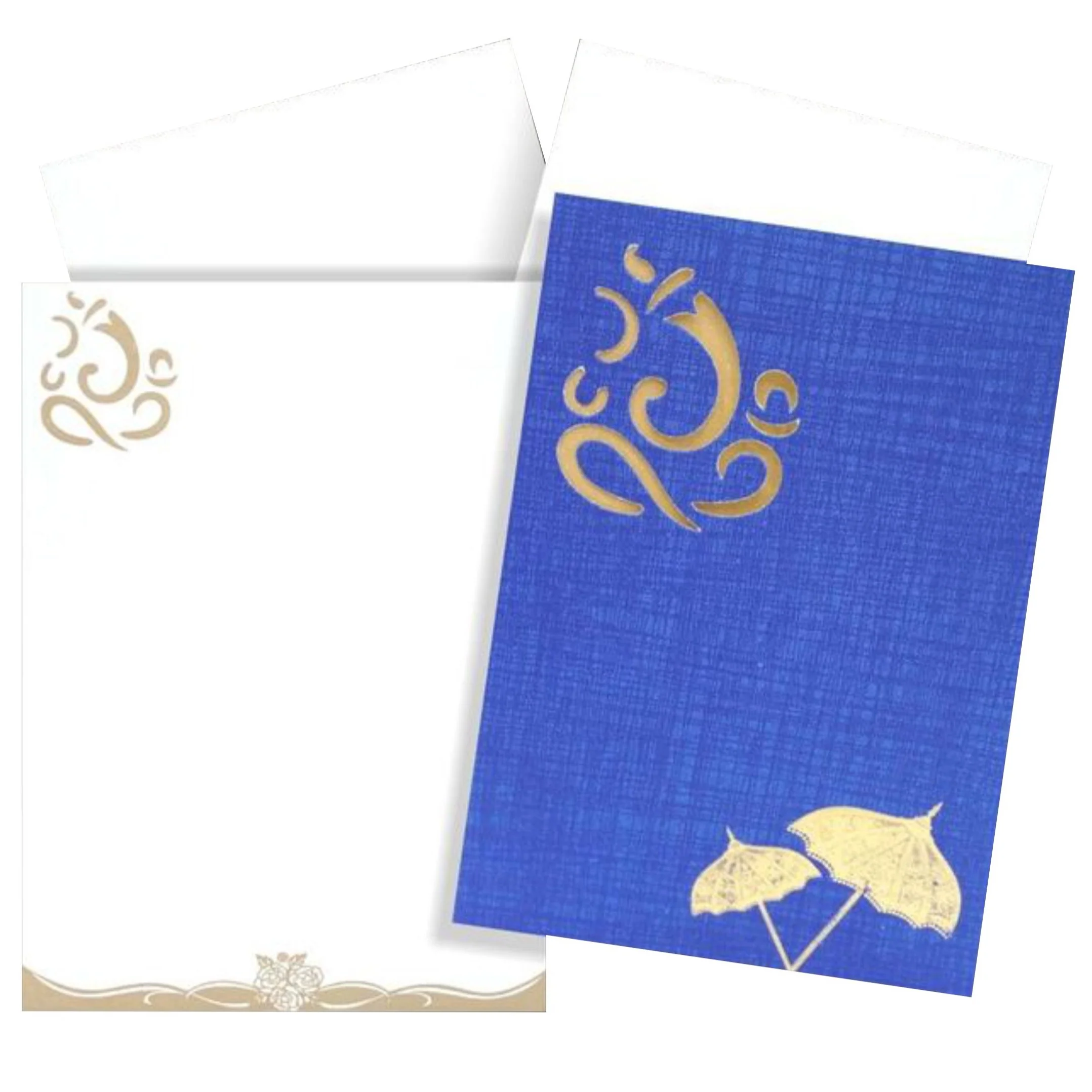 Elegant Blue Shading With Cut Ganesha Wedding Card-KNCPC502