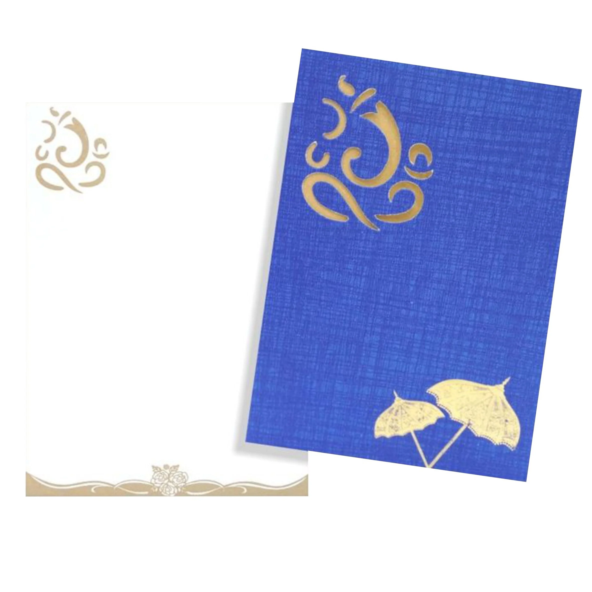 Elegant Blue Shading With Cut Ganesha Wedding Card-KNCPC502 - Image 2