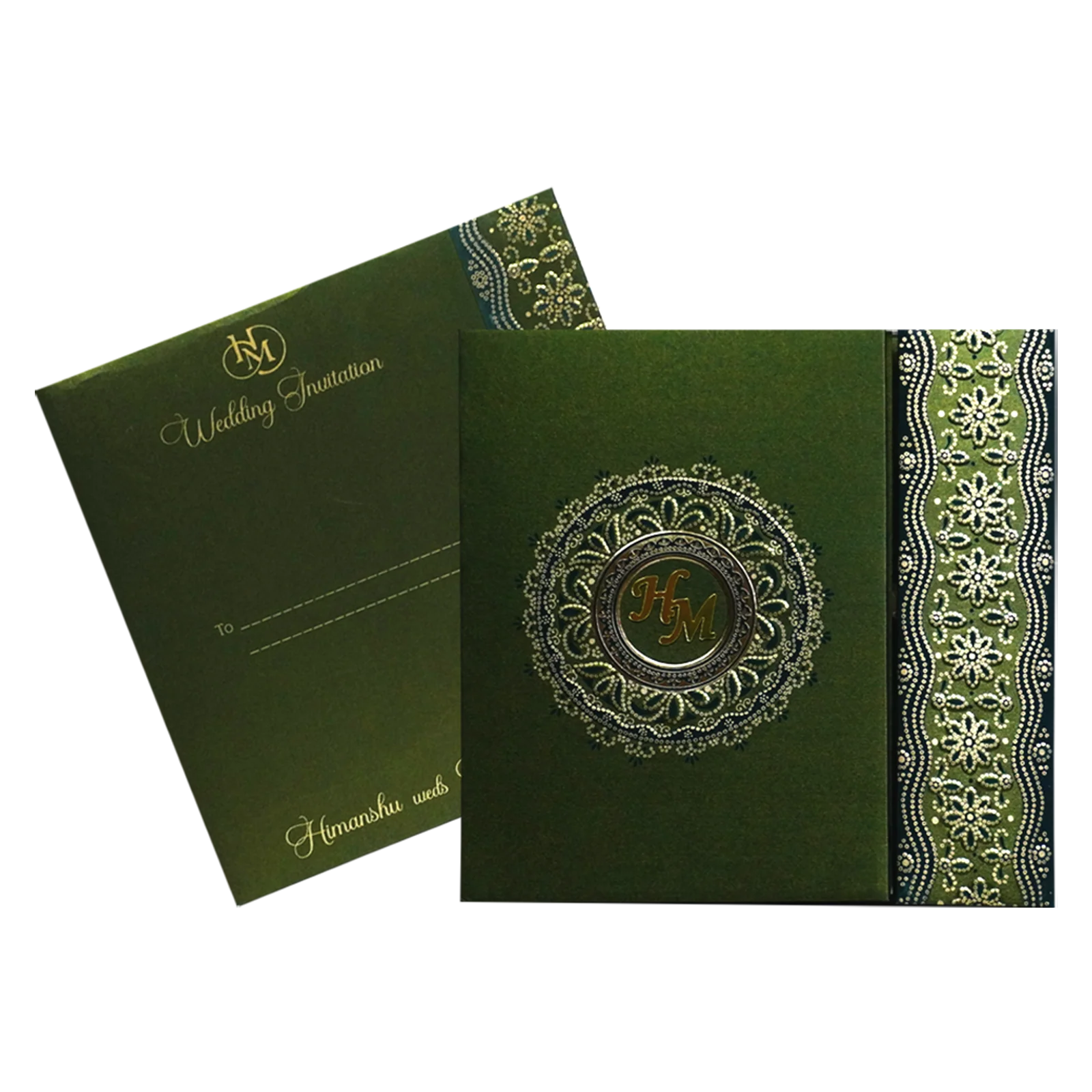 Elegant Green Wedding Card-KSI12500 - Image 2