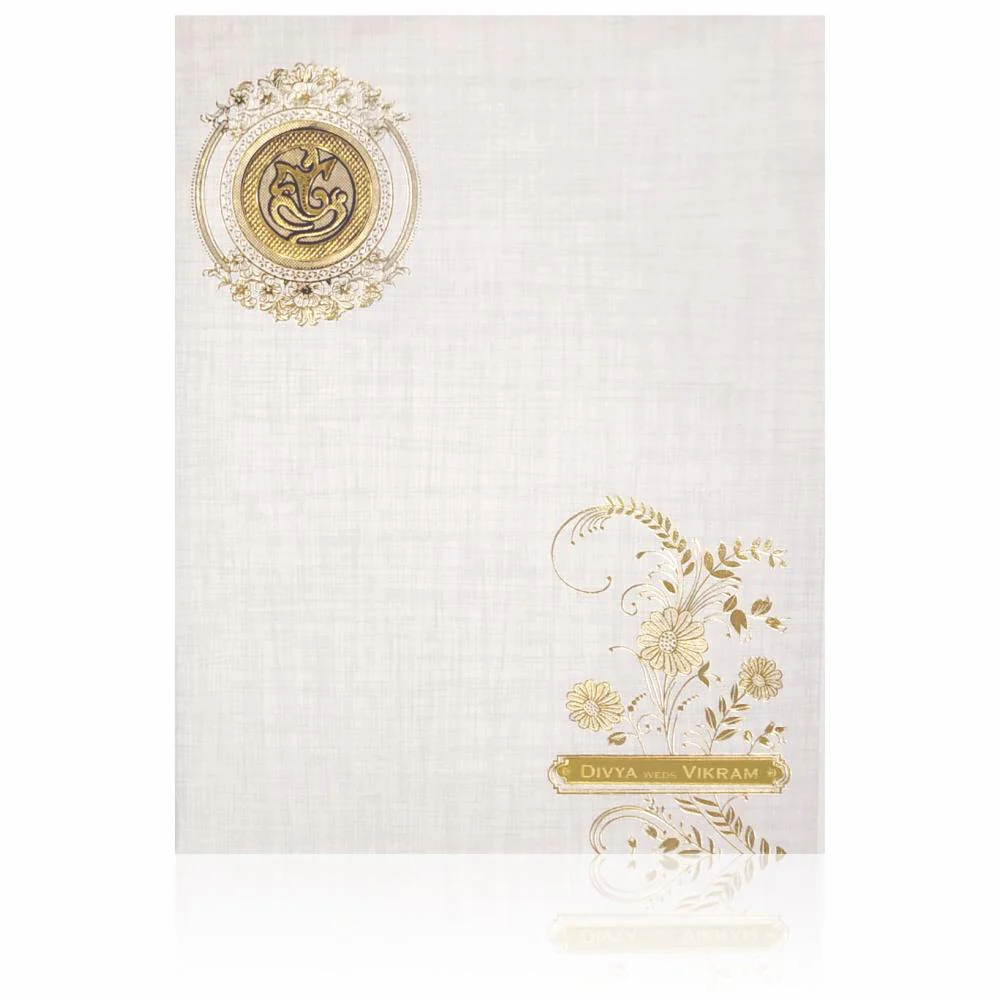 Grey Jumbo Metallic Floral Gold Foiling With Ganesha-KNK50270 - Image 3