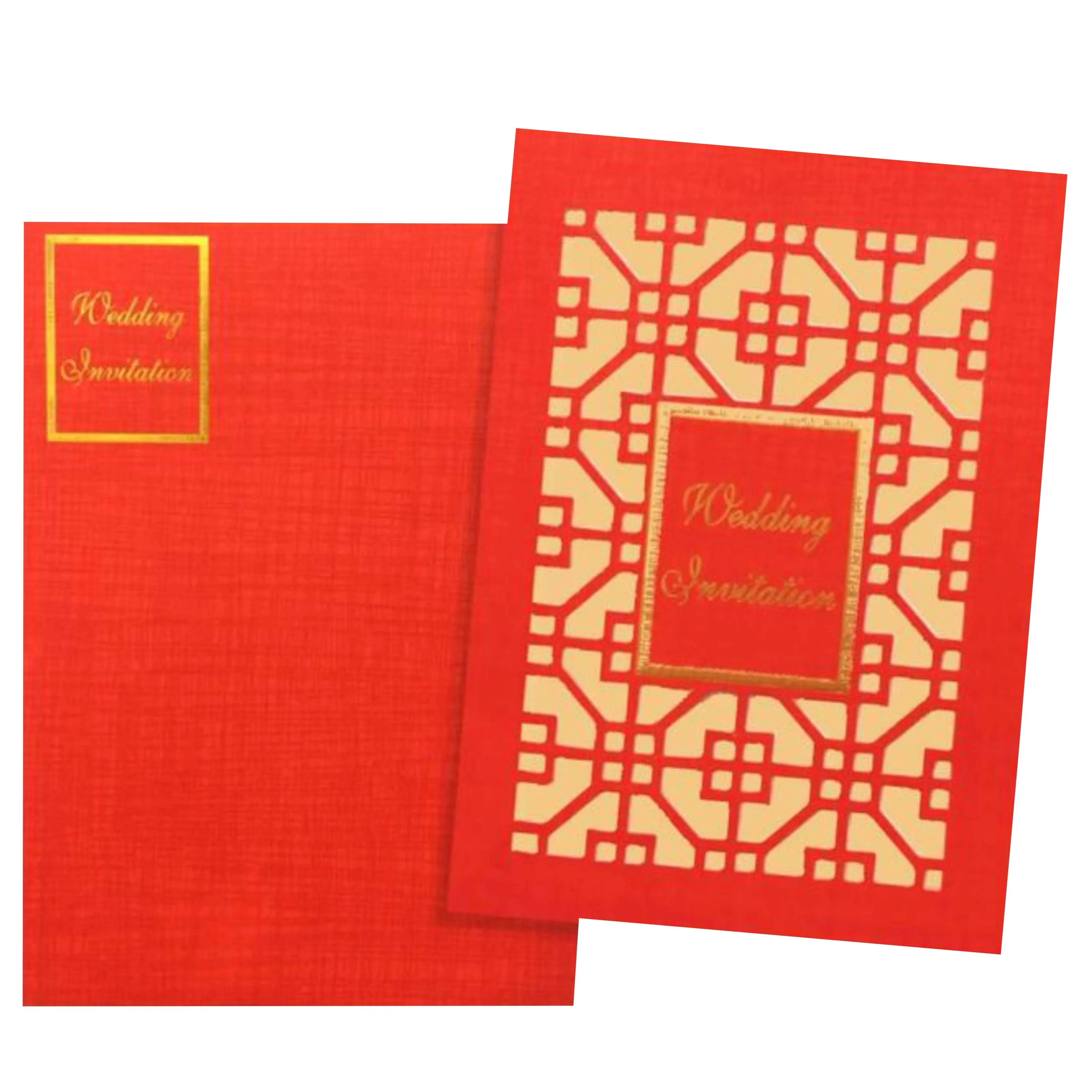 Classic Cream Shading With Cut Design Wedding Card-KNK30670 - Image 2