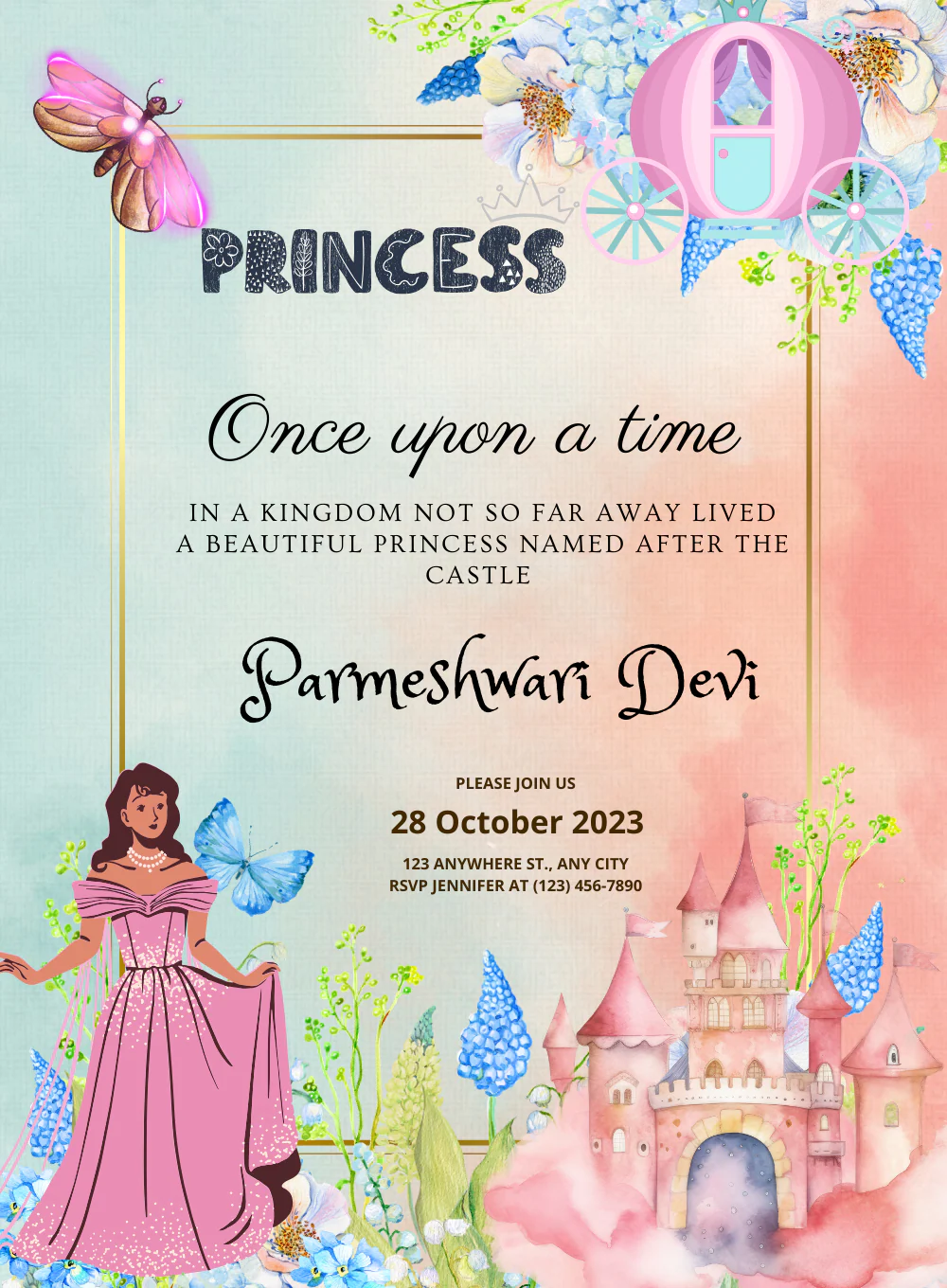 Elegant Castle Princess & fairytail Invitation-AAPAF008