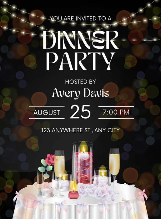 Elegant Evening Dinner Party Invitation-AADNI015 - Image 2