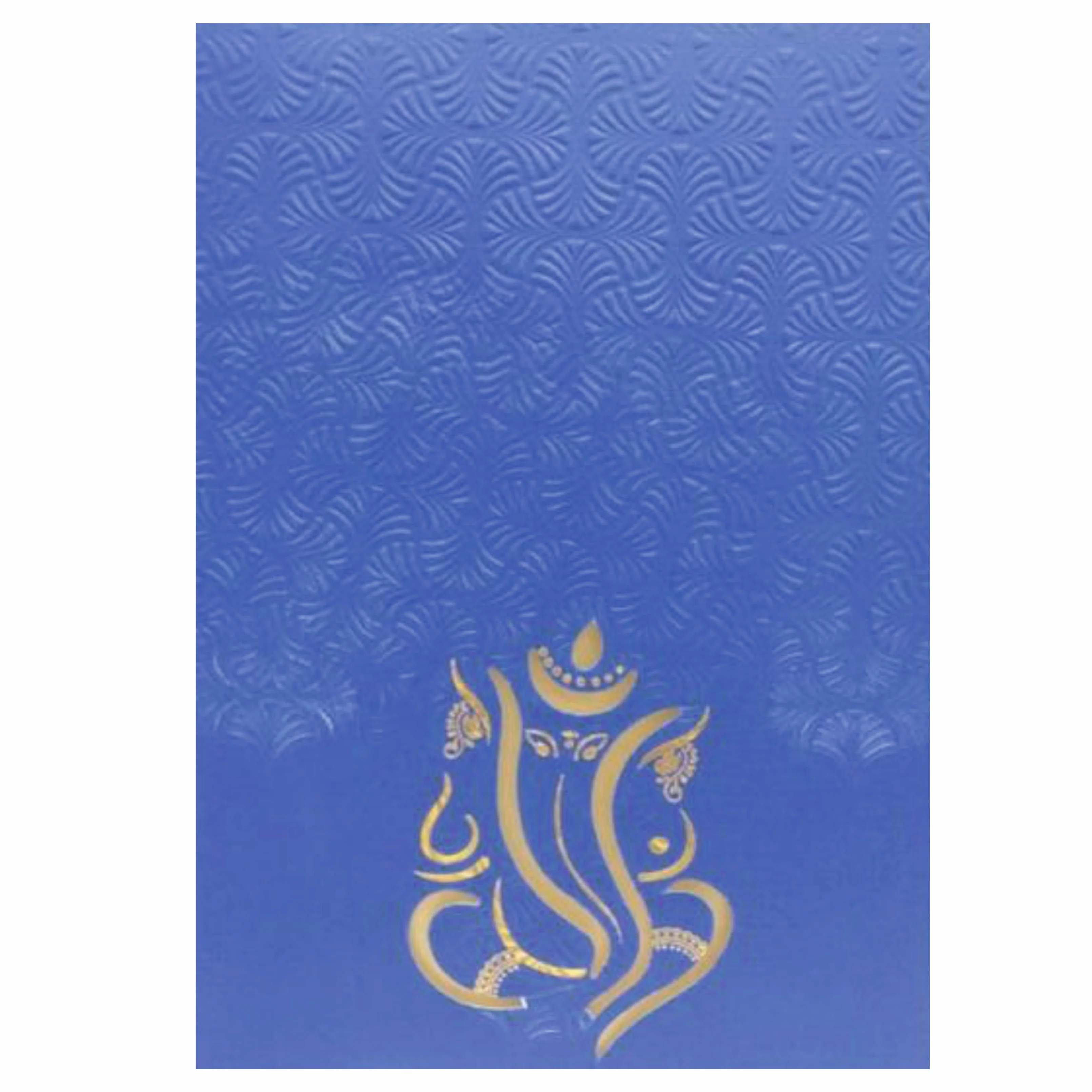 Embossed Blue Floral Shading With Cut Ganesha Wedding Card - KNK30500 - Image 3