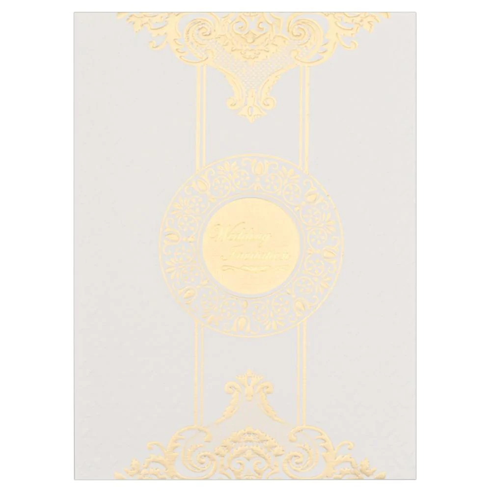 Embossed Gold Foiling Theme With White Shading Wedding Card - KNK4602 - Image 2