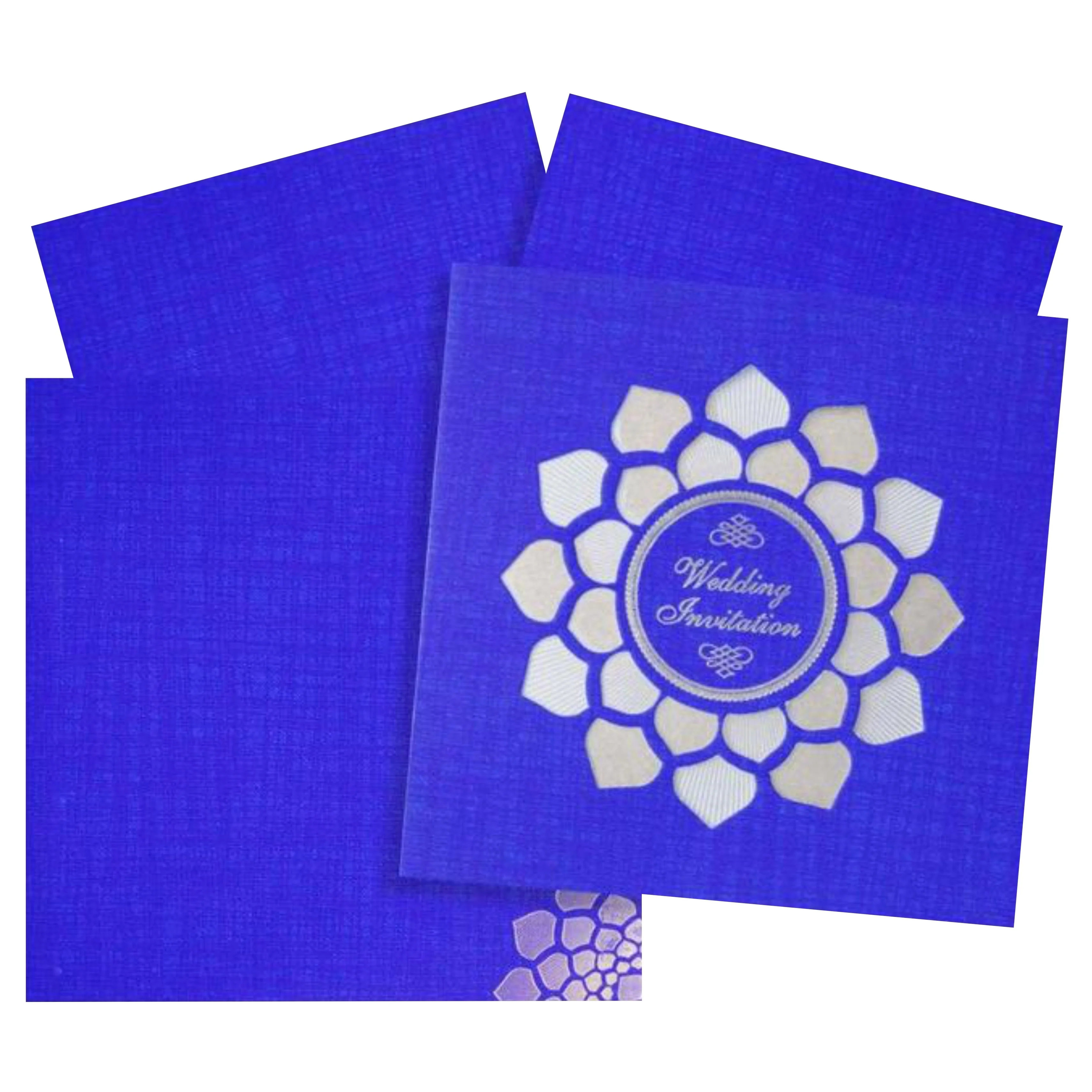 Dashing Blue Shading With Laser Cut Wedding Card - KNW43361