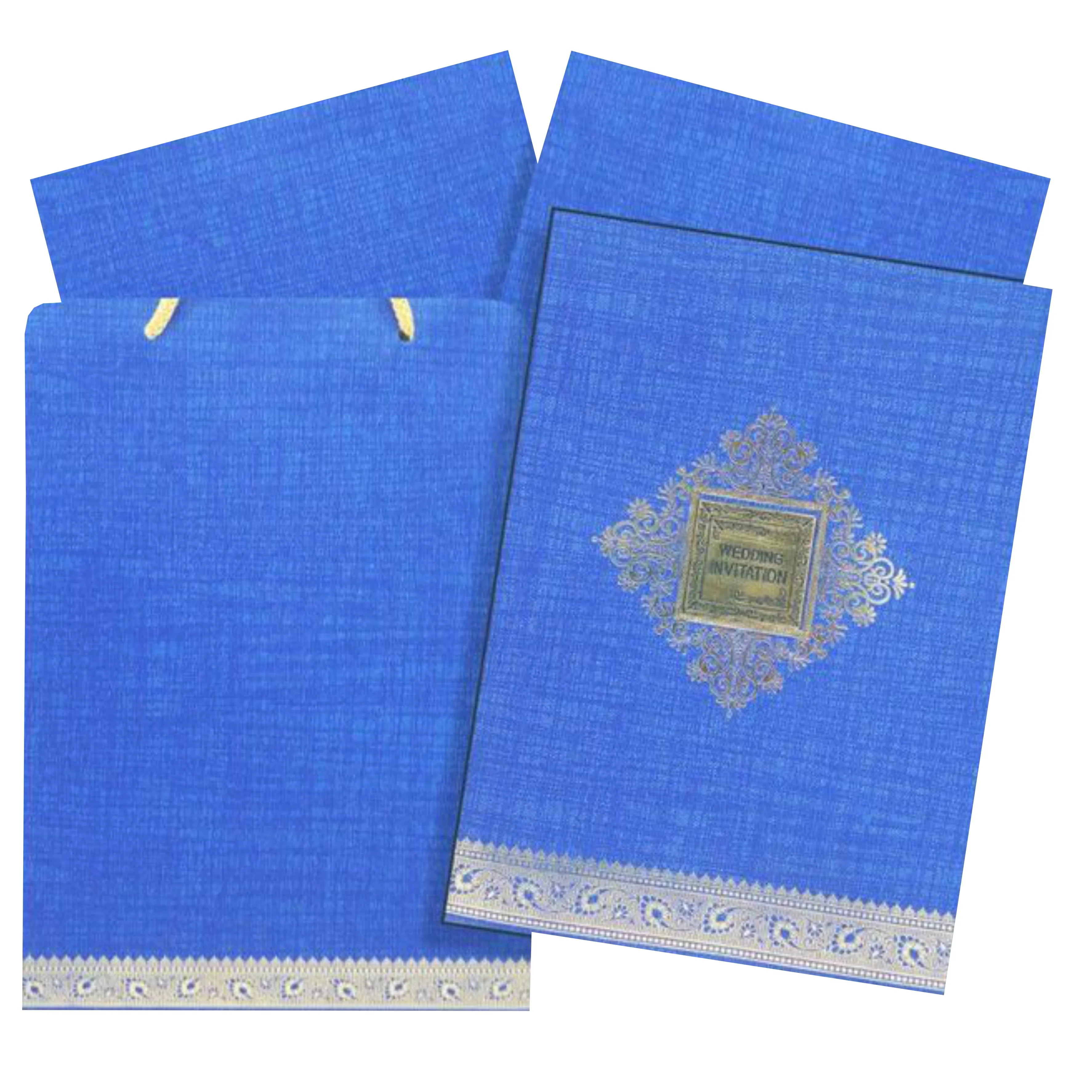 Enchanting Blue Shading With Gold Foiling Bag Type Wedding Card-KNCA201B