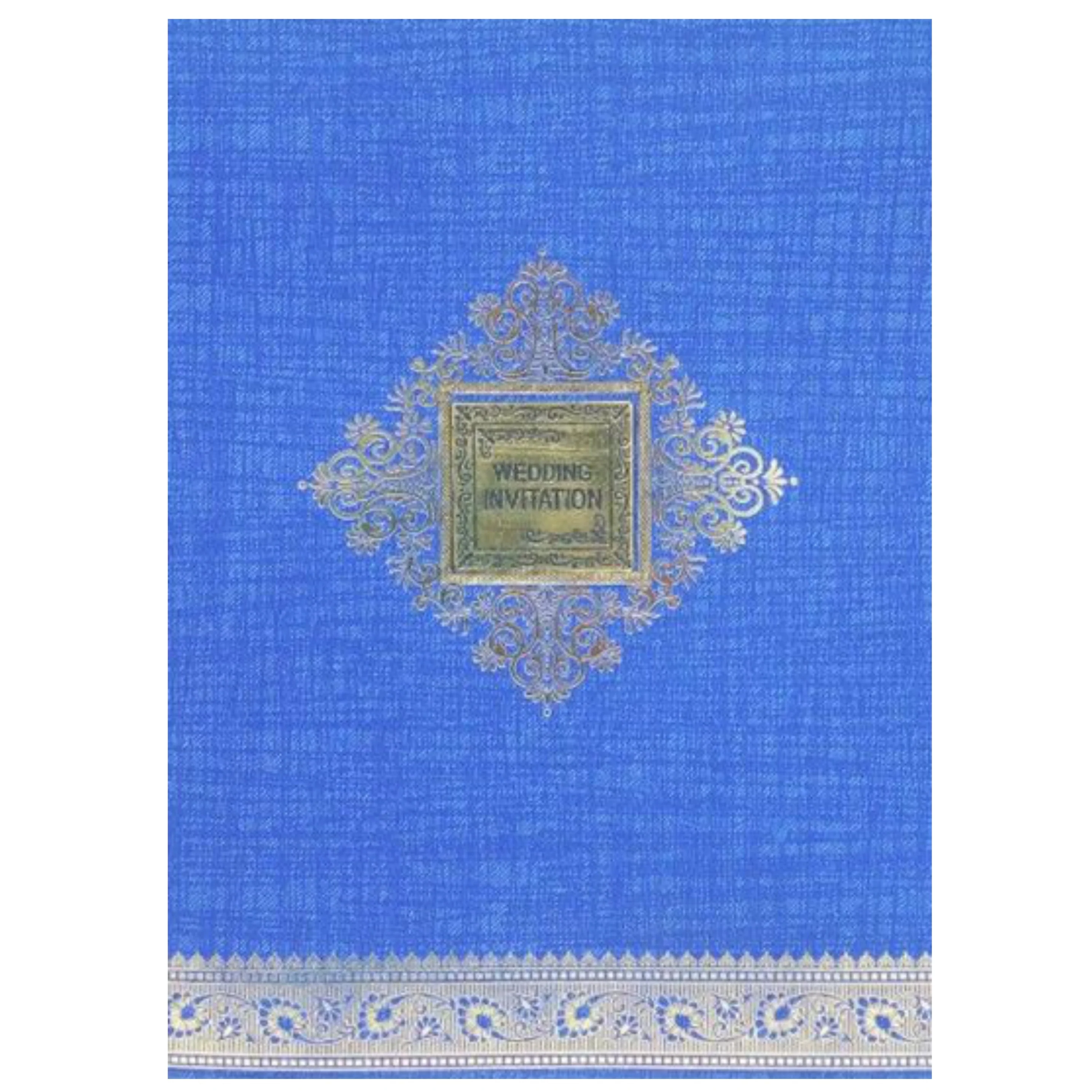 Enchanting Blue Shading With Gold Foiling Bag Type Wedding Card-KNCA201B - Image 3