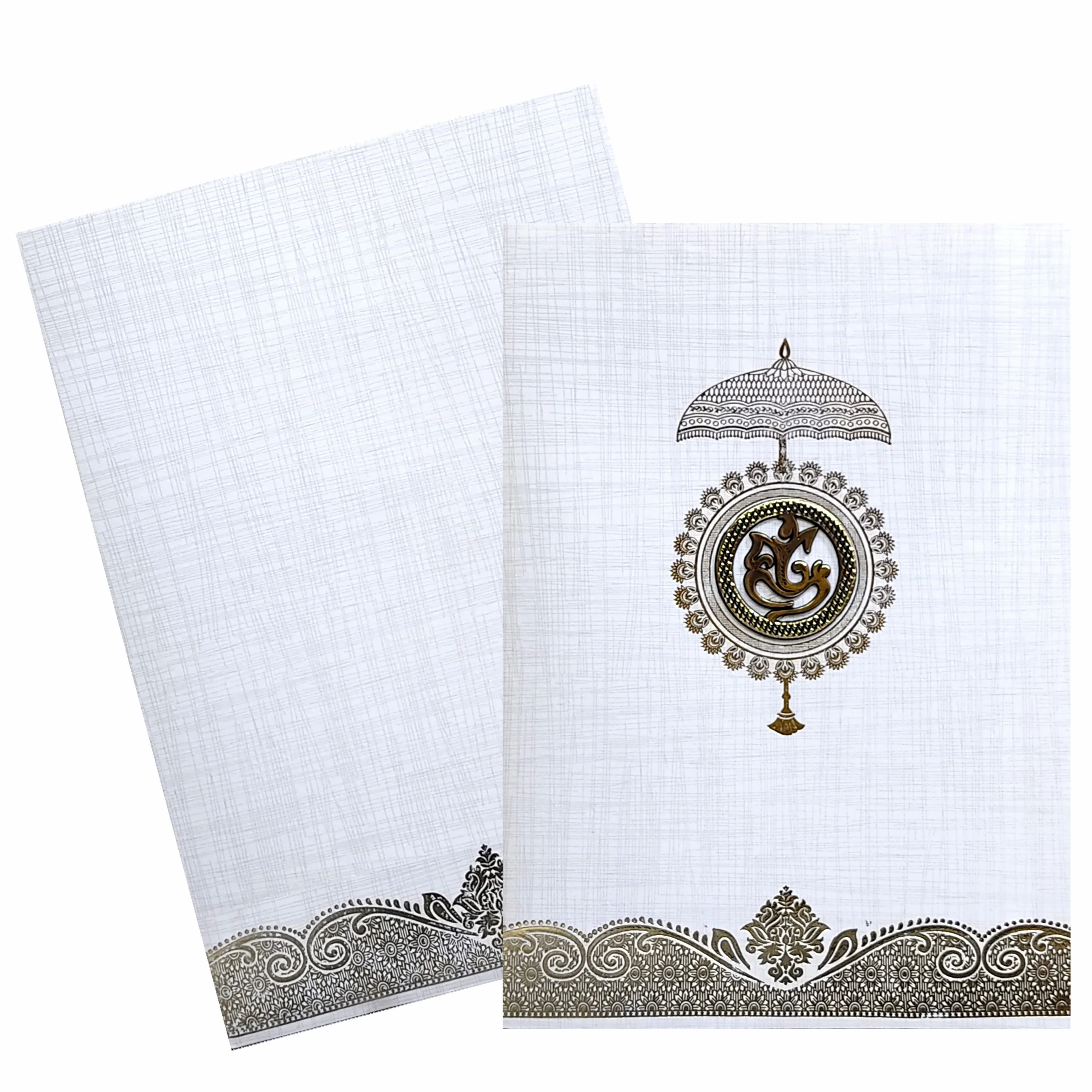 Grey Metallic Invitation With Umbrella And Ganesha Sticker-KNCP24GG - Image 2