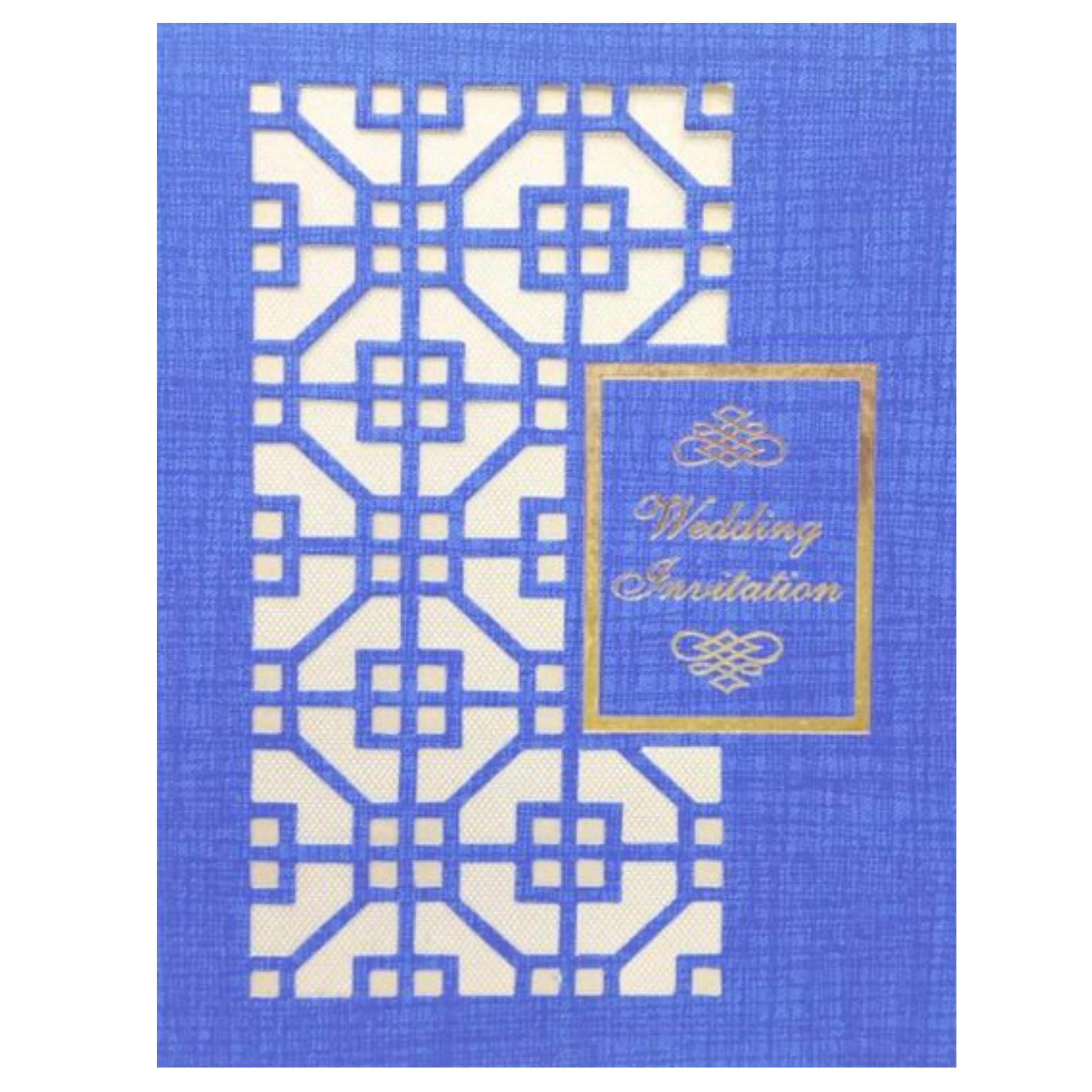 Blue Traditional Die Cut Wedding Invitation-KNCM19BI - Image 3